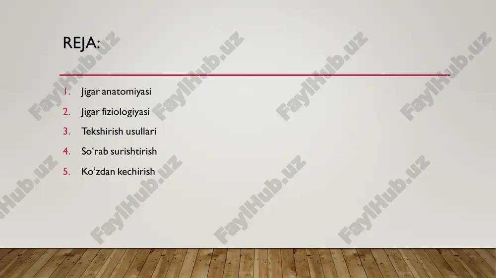 atilishi bilan bog’liq (o‘t suyuqligi ichakda yog‘laming parchalanishi va so’rilishida ishtirok etadi) faoliyati ham muhim ahamiyatga ega. jigarda triglitseridlar, fosfolipidlar va o‘t kislotalari sintezlanadi, endogen xolesterinning ko‘p qismi hosil bo’ladi, triglitseridlarning oksidlanishi va atseton tanachalarining hosil bo’lishi amalga oshadi. jigar uglevod almashinuvida ham faol ishtirok etadi: unda uglevod bo‘lmagan moddalardan glyukoza va glikogen sintezlanadi (glyukoneogenez), glyukoza –oksidlanadi, glikogenning sintezi va parchalanishi yuz beradi. u organizmda glikogenning eng muhim zaxirasi hisoblanadi. jigaming pigment ahnashinuvidagi ishtiroki bilirubin hosil bo’lishi, qonda uning ushlanib qolishi, konyugatsiyasi va o’t bilan ekskretsiyasi ko’rinishida namoyon bo’ladi. shuningdek u gormonlar, biogen aminlar, vitaminlar almashinuvida ham muhim ahamiyatga ega. mikroelementlaming hosil bo’lishi ham jigar bilan bog’liq.jigaming ekskretor funksiyasi tufayli organizmdan o’t bilan jigaming o’zida sintezlangan va qonda ushlab qolingan birikmalar chiqariladi (o’t kislotalari, xolesterin, fosfolipidlar, bilirubin, mis, dori vositalari va boshqalar). oʻt pufagi anatomiyasi o’t pufagi ovqat hazm qilish jarayonida qatnashuvchi yotdamchi a’zo bo’lib, u ushbu davrlar orasida o’t …