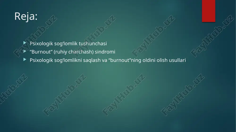 t atamasi dastlab 1970-yillarda psixolog kristina maslach tomonidan aniqlangan bo‘lib, u uch asosiy komponent — emotsional charchoq, depersonalizatsiya va shaxsiy natijadorlikning pasayishi — bilan tavsiflanadi. zamonaviy jamiyatda ish hajmi va bosimning oshishi, shuningdek, ish sharoitlarining qiyinlashuvi burnout sindromining tarqalishiga olib kelmoqda. bu holat shaxsning ishga bo‘lgan motivatsiyasini pasaytiradi, ish unumdorligini kamaytiradi va umuman professional faoliyatga salbiy ta’sir ko‘rsatadi. ayniqsa sog‘liqni saqlash sohasida, u yerda inson hayoti va sog‘lig‘i bevosita mutaxassislarning ish sifati bilan bog‘liq bo‘lgani uchun, burnoutning salbiy oqibatlari yanada jiddiyroq bo‘lishi mumkin. tibbiyot xodimlari orasida burnoutning keng tarqalishi ularning kasbiy faoliyatidagi charchoq, ruhiy tushkunlik va boshqa psixologik muammolar bilan bog‘liq bo‘lib, bu holat bemorlarga ko‘rsatiladigan xizmat sifatining pasayishiga ham olib keladi. shu sababli, burnout sindromining oldini olish va uni samarali boshqarish masalalari nafaqat individual, balki sog‘liqni saqlash tizimining umumiy muammosi sifatida qaralmoqda. shuningdek, burnout nafaqat ish faoliyatiga, balki shaxsning oilaviy va ijtimoiy hayotiga ham salbiy ta’sir qiladi. uzoq davom …