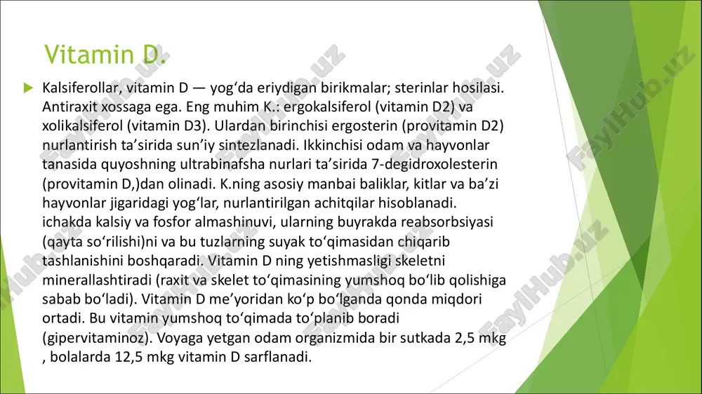 d guruhidagi vitaminlar etishmasligini boshdan kechirishadi. tanadagi ortiqcha fosfor d vitaminining to'liq so'rilishi va ishlatilishiga to'sqinlik qiladi. inson tanasida 30 mingga yaqin gen mavjud bo'lib, ulardan atigi 2 mingtasi d vitamini ta'sir qiladi. ammo uning etishmasligi juda ko'p muammolarni keltirib chiqaradi: odamda turli xil noxush kasalliklar paydo bo'lishi mumkin, ularning umumiy soni 200 dan oshadi. tanadagi d vitaminining optimal darajasi haqida g'amxo'rlik qilish uchun yaxshi sabab. u gipovitaminoz d va uning oqibatlari bo'yicha minglab tadqiqotlar o'tkazildi, ular orasida erta tug'ilish va homila rivojlanishining kechikishi, bolalarda raxit, yurak-qon tomir kasalliklari, bepushtlik, saraton, erkaklarda erektil disfunktsiya va ayollarda endometrioz, turli xil allergiya, qalqonsimon bez kasalliklari. bezlar, homiladorlik qandli diabet va 1-toifa diabet kasalliklar. aksariyat mahalliy shifokorlar ushbu qimmatli vitamin etishmasligini 400-800 iu dozasida qabul qilish orqali qoplashni tavsiya qiladilar. ammo bu juda kam dozadir, bu sezilarli ta'sir ko'rsatishi dargumon. hatto 5000 iu (shimoliy hududlar aholisi uchun d vitaminining profilaktik dozasi) ham etarli …