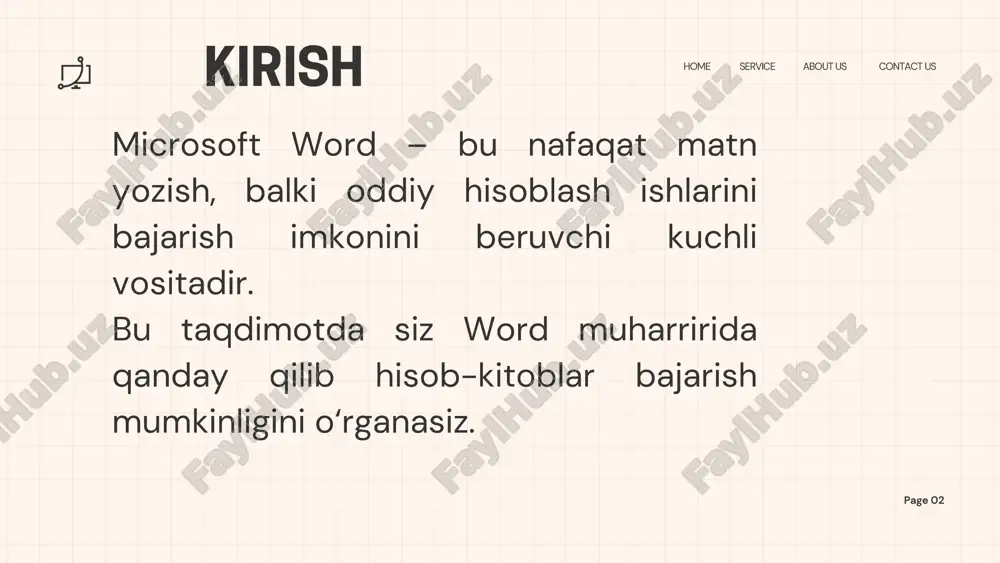 microsoft word hisoblash imkoniyatlari - Page 2