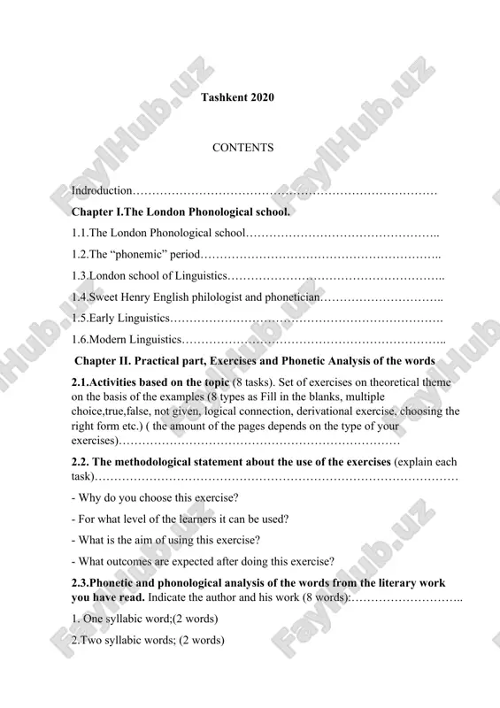 nants ( labial, bilabial, dental, plosive, fricative etc) · define the reduction; 3. conclusion the description of the results of the course paper....................................... 4. references introduction today english has become a universal language and the educational system of uzbekistan is taking great steps on the improvement of teaching as a foreign language at the universities of uzbekistan. after the independence of the republic of uzbekistan, for the first time in the history the government adopted some laws dedicated to learning foreign languages which are named “the law of learning foreign languages” and “the law of the republic of uzbekistan on the national program of personal training system”. at present great importance is involved to the study and teaching of foreign languages. moreover, on december 10, 2012 the first president of the republic of uzbekistan islam karimovsigned a decree “on measures to further improve foreign language learning system”. it is noted …