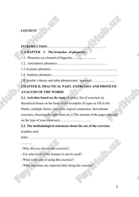 haracteristics of consonants (labial, bilabial, dental, plosive, fricative etc.) - define the name and type of reduction; 3. conclusion ……..……………………………………….. 4. references ……………………………………………. introduction phonetics is an crucial segment of linguistics that studies the characteristic of speech sounds and provides methods for their narration, classification, and imitation. it is concerned with narrating the speech sounds that are happy in the language of the world. this is a system in linguistics which vocation with the imitation of sounds. these units are called phonemes. phonetics is the scientific study of speech sounds, that is described and categorizing human sounds, understanding the creation of sounds, comparing and contrasting sounds diagonally language. finding constraints and restriction of possible human speech. in oral speech grammar and vocabulary as language aspects are expressed in sounds. the modification of words and their combination into sentences are first of all phonetic phenomena. we cannot change the grammatical form …