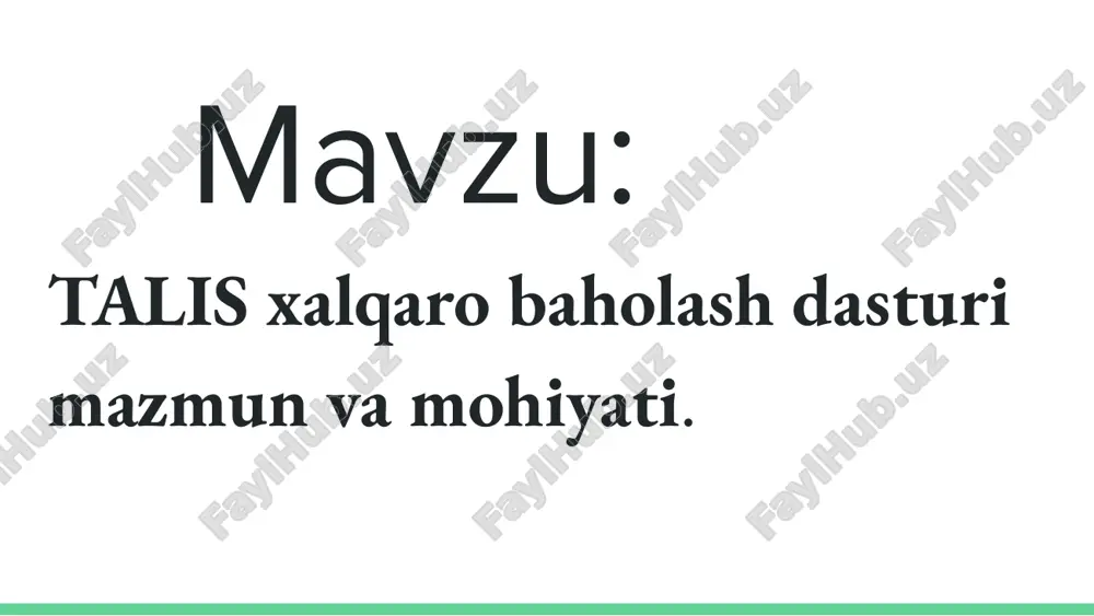 tashkilotlari (masalan, milliy baholash markazi) oecd bilan hamkorlik qiladi. maktablar, o‘qituvchilar va rahbarlar uchun tanlanma (sample) aniqlanadi (odatiy holatda 200 ga yaqin maktab va 4 000–5 000 o‘qituvchi). 📝 so‘rovnomalar tayyorlash va moslashtirish talis savollari har bir davlat tiliga tarjima qilinadi va lokal sharoitga moslashtiriladi (madaniy kontekst inobatga olinadi). ikkita asosiy so‘rovnoma mavjud: o‘qituvchilar so‘rovnomasi (teaching questionnaire) maktab rahbarlari so‘rovnomasi (principal questionnaire) 📝. 📌 so‘rovnoma oʻtkazish bosqichi so‘rovnomalar odatda onlayn shaklda yoki baʼzi hollarda qog‘ozda to‘ldiriladi. har bir ishtirokchi taxminan 45–60 daqiqa davomida savollarga javob beradi.so‘rovnoma anonim hisoblanadi, shaxsiy identifikatsiya qilinmaydi. savollar quyidagi sohalarni qamrab oladi: -pedagogik yondashuvlar; -kasbiy rivojlanish; -ish sharoiti; -oʻqituvchining o‘zini baholashi; -rahbarlik yondashuvlari va boshqaruv. 🧮 maʼlumotlarni yigʻish va qayta ishlash to‘plangan maʼlumotlar markazlashgan tizimga yuboriladi (oecd bazasiga). ma’lumotlar maxfiylik asosida qayta ishlanadi. statistik tahlillar yordamida har bir mamlakat bo‘yicha umumiy va solishtirma natijalar aniqlanadi. 📊 natijalarni e’lon qilish talis natijalari har besh yilda oʻtkaziladi. har …