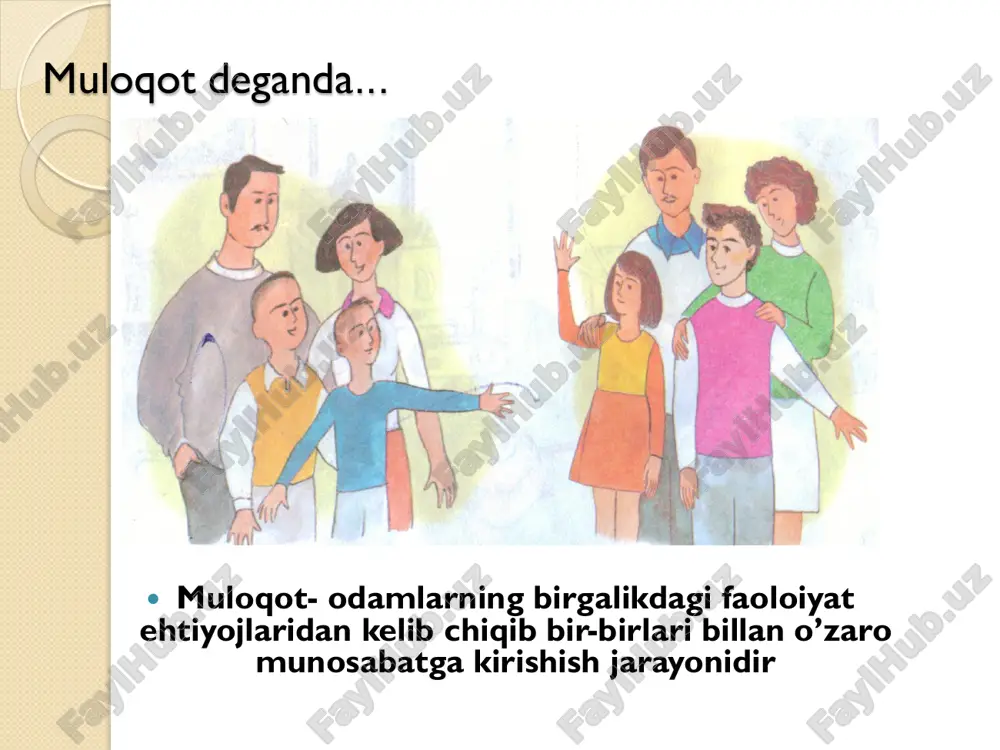 li ko’rsatadigan ta’sirimizdir. bundagi asosiy vositalar so’zlardir noverbal ta’sir- nutq-bu so’zlashuv, o’zaro muomala jarayoni bo’lib, uning vositasi- paralingvistik ta’sir-bu nutqning atrofidagi nutqni bezovchi, uni ko’chaytiruvchi yoki susaytiruvchi omillar ijtimoiy psixologiyada psixologik ta’sirning asosan uch vositasi ijtimoiy psixologik munosabatlarshaxs kamoloti va salohiyatiga ta’siri natijasida jamiyatda shaxslararo munosabatlarda shaxsda birinchidan, o’zini o’zi anglash, o’zini o’zi kamol toptirish jarayonlari tezlashadi, samimiy insoniy munosabatlar, inson xaq- huquqini e’zozlashga asoslangan munosabatlar shaxsning o’zi haqidagi bilimlarini, o’z imkoniyatlarini va nasl-nasabini aniqroq hamda to’g’riroq tasavvur qilishga imkon beradi ijtimoiy psixologik munosabatlarshaxs kamoloti va salohiyatiga ta’siri natijasida jamiyatda shaxslararo munosabatlarda shaxsda ikkinchidan, aynan to’g’ri ijtimoiy munosabatlar o’zga shaxslar huquq va erqinliklarini ham anglash, ularni hurmat qilishga qaratilgan tasavvurlar majmuining bo’lishiga imkon yaratib, insoniy munosabatlarda madaniyat va iltifot tamoyillariga amal qilinishiga sharoitlar yaratadi agar biz ijtimoiy psixologik bilimdonlikka o’rgatsak shaxs psixologiyasi va munosabatlarida yangicha holat yuzaga keladi, yahni shunda shaxs o’zini : a) erkin his qiladi; b) o’z imkoniyati …