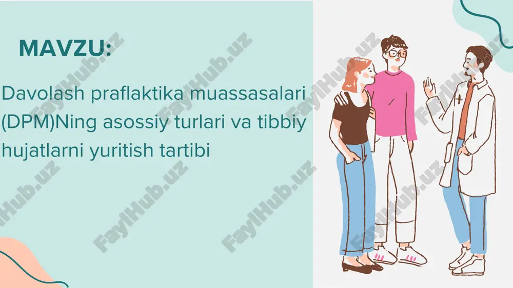 q. umr davomiyligi — o‘rtacha yashash yoshi. onalar o‘limi — 100 ming tug‘ilishga nisbatan o‘lim holati. go‘daklar o‘limi — 1 yoshgacha bo‘lgan chaqaloqlar o‘limi. qvp va op patranaj hamshirasining vazifasi profilaktika: kasalliklarning oldini olish va emlash tadbirlari. nazorat: homilador ayollar, chaqaloqlar va keksa yoshdagilarni kuzatish. tibbiy yordam: birlamchi tibbiy yordam ko‘rsatish. ma’lumot berish: sog‘lom turmush tarzi bo‘yicha maslahatlar. uy tashrifi: bemorlarga uy sharoitida tibbiy ko‘mak ko‘rsatish. hisobot yuritish: tibbiy hujjatlar va statistik ma’lumotlarni to‘ldirish. 181 guruh tibbiyot jamoasi sardori ahmedova ruxshona etiboringiz uchun rahmat