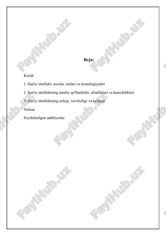 vazifalar kiradi. si ning asosiy maqsadi – kompyuterlarga inson singari fikrlash va harakat qilish imkoniyatini berishdir. si ning rivojlanishi 1950-yillarda boshlangan bo'lib, alan turing, john mccarthy va marvin minsky kabi olimlar tomonidan muhim nazariy asoslar yaratildi. dastlabki si tizimlari oddiy vazifalarni bajara olgan bo'lsa-da, zamonaviy si tizimlari murakkab muammolarni hal qilish va katta hajmdagi ma'lumotlarni qayta ishlash qobiliyatiga ega. si ning tarixiy rivojlanishi bir nechta davrlarni o'z ichiga oladi. dastlabki davrda (1950-1970 yillar) si ga katta umidlar bog'langan edi, ammo texnologik imkoniyatlar cheklanganligi sababli, ko'plab loyihalar natijasiz yakunlandi. keyingi davrda (1980-yillar) ekspert tizimlar paydo bo'ldi, ular ma'lum sohalarda inson mutaxassislarining bilimlarini taqlid qila olardi. 1990-yillarda esa mashinali o'rganish algoritmlarining rivojlanishi si ning yangi davrini boshlab berdi. hozirgi kunda esa, chuqur o'rganish va katta ma'lumotlar yordamida si sohasida katta yutuqlarga erishilmoqda. masalan, google translate, siri va tesla avtopilot tizimi kabi ilovalar si ning amaliyotga joriy etilgan yorqin misollaridir. 📊 sun'iy intellekt …