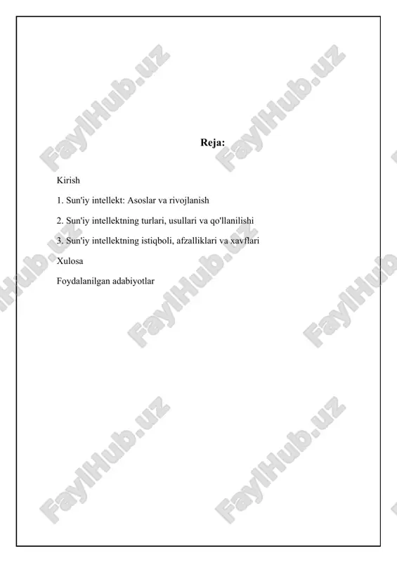 i alan tyuringning "kompyuterlar o'ylashi mumkinmi?" degan savolga javob qidirishidan boshlangan. hozirgi kunda si ko'plab sohalarda qo'llanilmoqda, jumladan, robototexnika, tibbiyot, moliya, ta'lim va boshqalar. si ning asosiy maqsadi – inson kabi aqlli mashinalarni yaratishdir. si ning asosiy yo'nalishlariga mashinaviy o'rganish (mo), tabiiy tilni qayta ishlash (nlp), ekspert tizimlari, robototexnika va vizual idrok kiradi. mo algoritmlar yordamida ma'lumotlardan o'rganishga qaratilgan. nlp kompyuterlarga inson tilini tushunish va generatsiya qilish imkonini beradi. ekspert tizimlari muayyan sohalarda mutaxassislarning bilimlarini taqlid qiladi. robototexnika avtomatik ravishda harakatlanadigan mashinalarni yaratadi. vizual idrok kompyuterlarga tasvirlarni tushunish va analiz qilish imkonini beradi. ushbu yo'nalishlar birgalikda si ning asosini tashkil etadi va ularning har biri alohida ahamiyatga ega. 📈 sun'iy intellektning rivojlanish tendensiyalari sun'iy intellekt sohasidagi nashrlar sonining yillar davomidagi o'zgarishi. sun'iy intellektning rivojlanish bosqichlari va asosiy yutuqlari sun'iy intellekt tarixi bir necha muhim bosqichlardan iborat. 1950-yillarda, si ning ilk davrida, olimlar sodda muammolarni yechishga qodir dasturlar yaratishga muvaffaq bo'lishdi, …