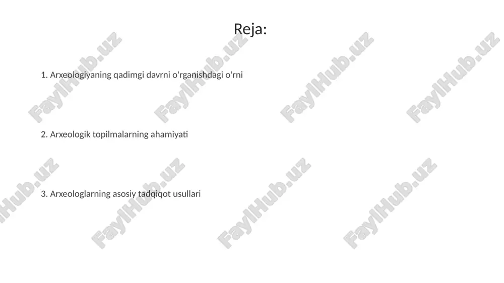 otlarni ochib beradi. arxeologik tahlil qazishmalar orqali topilgan artefaktlarni (masalan, kulolchilik, qurollar) sinchiklab o'rganib, kundalik hayot, iqtisodiy tizimlar va texnologik taraqqiyot haqida ma'lumot beradi. e'tiboringiz uchun rahmat @taqdimot_robot image3.png image1.jpeg image2.jpeg