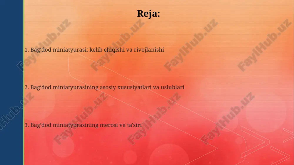 13-asrda yaratilgan “varaqa va gulshoh” romantik dostoni bagʻdod miniatyura maktabining yorqin namunasidir, unda insoniy munosabatlar va his-tuygʻular aks etgan. e'tiboringiz uchun rahmat @taqdimot_robot image1.png image2.png