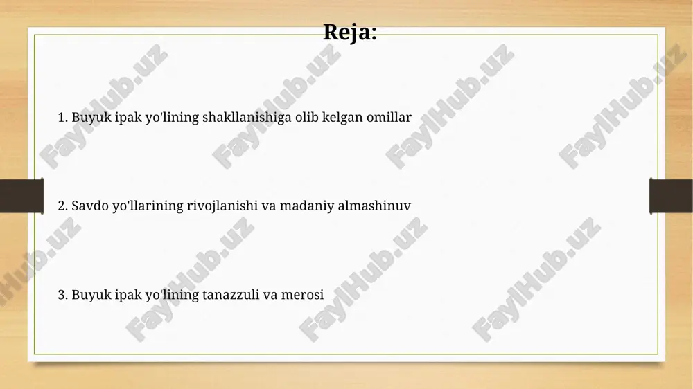 ndistonga o'tib, keyin g'arbga, jumladan, 30° shimoliy kenglik bo'ylab fors ko'rfazi va o'rta yer dengiziga boradigan dengiz yo'llari bilan bog'langan. ipak yo'lida savdo qilingan tovarlar ipakdan tashqari, xitoydan qog'oz, porcellan va bronza buyumlar kabi yuqori sifatli mahsulotlar katta miqdorda olib kelingan. bu mahsulotlar yevropa va osiyoning turli hududlarida katta talabga ega edi. o'rta osiyo orqali otlar, uzum, yong'oqlar va ayniqsa, baqtriya otlari kabi noyob mahsulotlar olib ketilgan. ushbu otlar harbiy maqsadlarda juda qadrlangan va katta bahoga ega bo'lgan. ipak yo'lining madaniy almashinuvga ta'siri ipak yo'li orqali buddizmning tarqalishi miloddan avvalgi 1-asrda boshlangan va keyinchalik san'at, falsafa va axloqiy normalarga katta ta'sir ko'rsatgan. ix-xiv asrlarda ipak yo'li orqali ilmiy bilimlarning, jumladan, astronomiya va matematikaga oid arab raqamlari va g'oyalarning osiyoga tarqalishi sodir bo'ldi. buddizmning tarqalishi va ipak yo'li budda falsafasi buyuk ipak yo'li orqali tarqaldi, bu esa kushon imperiyasi davrida (miloddan avvalgi i asr - milodiy iii asr) gullab-yashnadi. ipak yo'lida …