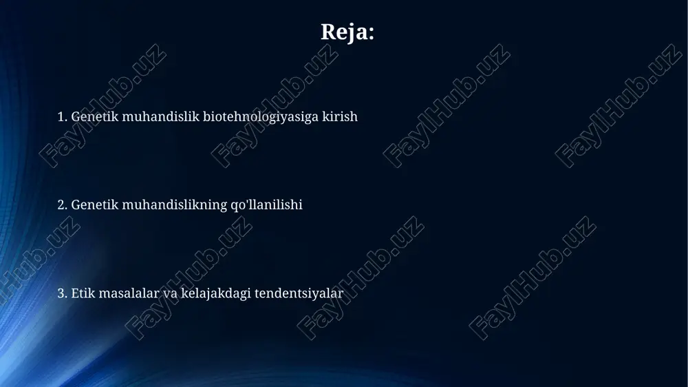 iste'molchilarning huquqlari va ishlab chiqaruvchilarning sirini saqlash masalalari ko'tarilmoqda. genlarni tahrirlash (masalan, crispr) orqali “dizayner chaqaloqlar” yaratish ehtimoli tenglik, imkoniyatlar va jamiyatda kelib chiqishi mumkin bo'lgan ijtimoiy sinflar haqida savollar tug'diradi. e'tiboringiz uchun rahmat @taqdimot_robot image5.png image4.jpeg