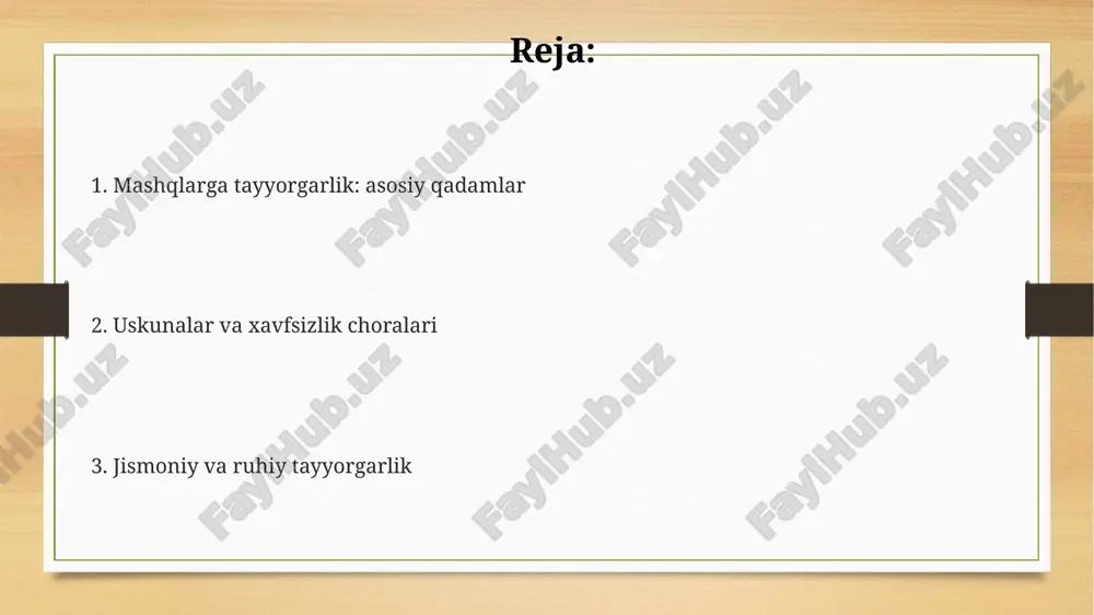 gimnastika jihozlaridan bajariladigan mashqlarga tayyorgarlik - Page 2