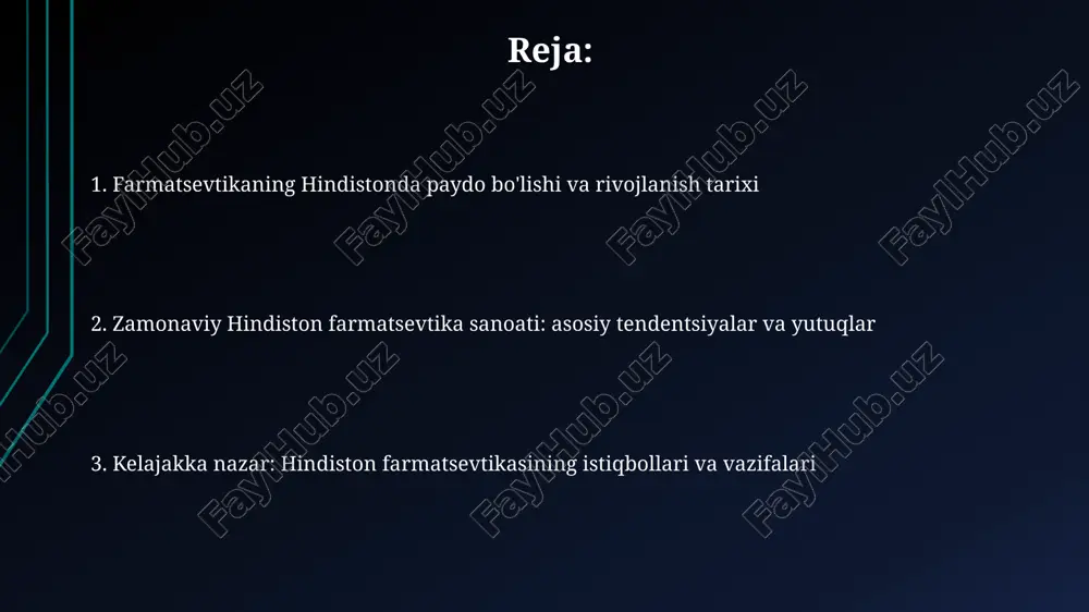 ilingan dori-darmonlar mahalliy ishlab chiqarishni cheklab, 1903 yilgi dori-darmonlar qonuni kabi qonunchilikka olib keldi, lekin uni tartibga solishda muvaffaqiyatsizlikka uchradi. 19-asrning oxirida hindistonda farmatsevtika sanoati rivojlana boshladi, mahalliy korxonalar xomashyo resurslaridan foydalanib, import qilingan dori-darmonlarga arzonroq alternativlarni taqdim etishdi. britaniya hukumatining siyosati dori-darmonlar va ingredientlar importini rag'batlantirdi, hindistonni asosan 1947 yilgacha o'zining katta bozoriga aylantirdi, mahalliy ishlab chiqarishga kam investitsiya kiritildi. mustaqillikdan keyingi davr 1978-1990 yillarda hukumat dori narxlarini nazorat qilish siyosatini olib bordi, bu esa dori-darmonlarning arzonligini ta'minladi, ammo tadqiqot va rivojlanishga salbiy ta'sir ko'rsatdi. 1970 yilda hindiston patent qonuni qabul qilinib, jarayon patentlariga e'tibor qaratilib, mahalliy farmatsevtika kompaniyalarining generik dori vositalarini ishlab chiqarish imkoniyatini oshirdi. 1990-yillarning boshlarida iqtisodiy islohotlar va jahon savdo tashkilotiga qo'shilish intellektual mulkni himoya qilishga e'tiborni kuchaytirdi, bu esa innovatsion tadqiqotlarga turtki berdi. farmatsevtika sanoatining bugungi holati hozirgi kunda hindistonda 3000 dan ortiq farmatsevtika kompaniyalari faoliyat yuritmoqda, ularning 250 tasi yirik kompaniyalar bo'lib, tadqiqot va …