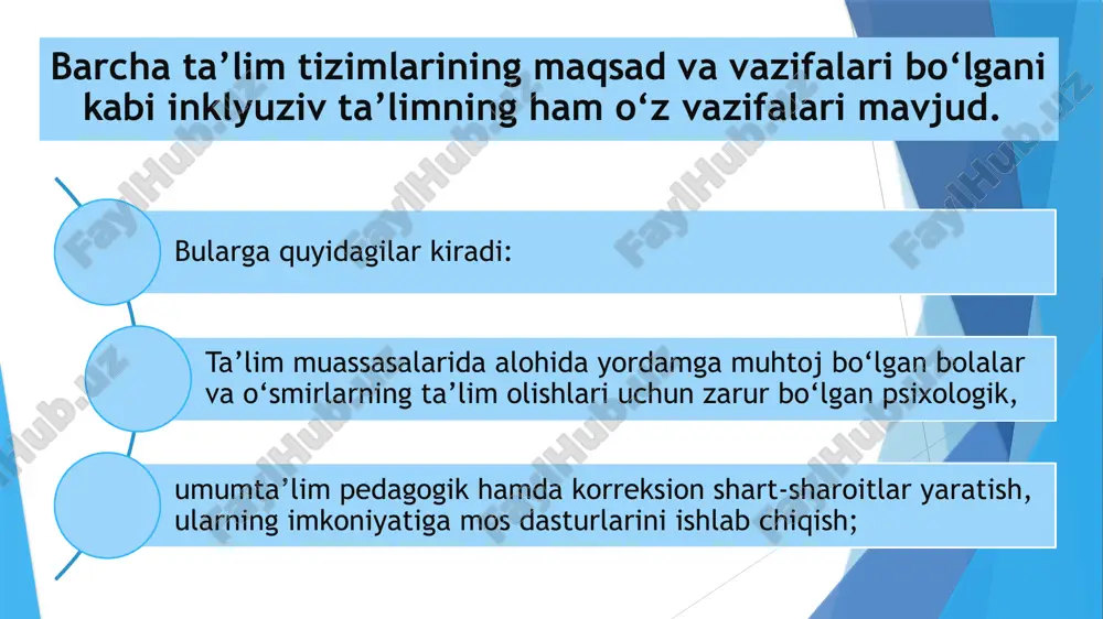 tasida targ‘ ibot –tashviqot ishlarini olib borish birinchi o‘rindagi masala hisoblanadi. ko‘plab davlatlarda bunday targ‘ ibot ishlari olib borilib, alohida yordamga muhtoj bolalarning integratsiyasi va integratsiyalashgan ta’lim tarbiyasi allaqachon yo‘lga qo‘yilgan. “integratsiya” tushunchasining o‘zi nima? “integratsiya” tushunchasi ingliz tilidan olingan bo‘lib, integrative-qo‘shiluvchi, birlashuvchi, integration-qo‘shilish, birlashish degan ma’nolarni anglatadi. integratsiyaning o‘zi ham ikki xil ko‘rinishda bo‘ladi: ijtimoiy integratsiya; pedagogik integratsiya; pedagogik integratsiya ya’ni jismoniy, aqliy yoki hissiyrivojlanishida nuqsoni bo‘lgan bolalarni sog‘ lom bolalar bilan ta’limini tashkil etish. aqsh da mazkur sohada “inklyujen” dasturi faoliyat ko‘rsatadi. mazkur “inklyujen” dasturi, hattoki, daun sindromli bola ham sog‘ lom bolalar bilan ta’lim olish imkoniyatiga ega bo‘lishini nazarda tutadi. albatta, bunday bola uchun alohida dastur, o‘ziga xos osonlashtirilgan topshiriqlar ishlab chiqilib, dasturni samarali amalga oshirish ko‘p tomondan o‘qituvchiga bog‘ liq. lekin, aqsh da bu modelni tadbiq etish bilan bir qatorda maxsus maktablardan ham butunlay vos kechilmagan. biroq bolani u yerga joylashtirish eng oxirgi chora hisoblanadi. ta’limga …