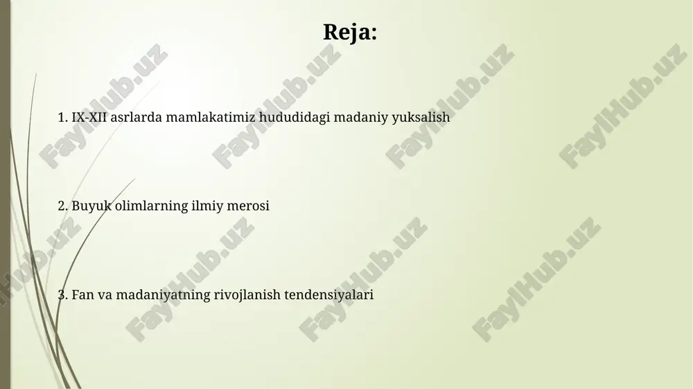 ilishi aristotel ta'limoti asosida bayon etilgan. ibn sinoning 'tib qonunlari' tibbiyotga oid 5 tomlik fundamental asar bo'lib, u nafaqat tibbiyotda, balki falsafiy fikrlashning rivojlanishiga ham katta ta'sir ko'rsatdi, chunki u ilmiy kuzatuvga asoslangan. astronomiya va matematikaga oid bilimlar al-xorazmiyning algebraga oid asarlari ix asrda tenglamalarni yechishning tizimli usullarini yaratdi, 'al-jabr' atamasi esa algebra nomiga asos bo'ldi. abu rayhon beruniy xi asrda yer radiusini o'lchashda yangi metodlarni qo'lladi va astronomik kuzatuvlar orqali koordinatlarni aniqlashga erishdi. tibbiyot va farmatsevtika sohasidagi kashfiyotlar abu ali ibn sino's "tib qonunlari" asari, 5 jilddan iborat bo'lib, unda 760 ga yaqin dori vositalari va kasalliklarni davolash usullari batafsil bayon etilgan. abu rayhon beruniyning "kitob as-saydana fit-tibb" asari farmakognoziyaga bag'ishlangan bo'lib, unda 850 dan ortiq o'simlik va mineral dorivor vositalarning tavsifi berilgan. geografiya va tarix fanlarining o'rni geografiya, ix-xii asrlarda savdo yo'llari (buyuk ipak yo'li kabi) va shaharlar joylashuvini aniqlashda muhim rol o'ynadi, bu esa iqtisodiy o'sishni ta'minladi. …