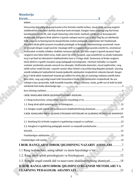 iyatlarini rivojlantirishda muhim o‘rin tutadi. shuning uchun ranglarni o‘rgatishning pedagogik asoslari va metodik yondashuvlarini o‘rganish, bu jarayonni samarali tashkil etish, ta’lim tizimining sifatini oshirishga xizmat qiladi.bugungi kunda ta’lim jarayonida vizual idrok, shu jumladan rang idrokini rivojlantirishga qaratilgan innovatsion metodlar, raqamli texnologiyalar va interfaol vositalardan samarali foydalanish muhim masalalardan biri bo‘lib qolmoqda. ranglarni idrok qilishni o‘rganish metodlari orqali o‘quvchilarda nafaqat rang sezgisi, balki tasavvur, xotira, mantiqiy tafakkur, estetik qarashlar ham rivojlanadi. bu jarayon insonning hissiy holatini boshqarish, o‘zini ifoda etish va atrofdagi go‘zallikni anglash qobiliyatini mustahkamlaydi. pedagogik nuqtai nazardan, ranglarni idrok qilishni o‘rgatish o‘qituvchidan didaktik mahorat, psixologik bilim va estetik yondashuvni talab etadi. chunki rang idrokini shakllantirish – bu nafaqat ranglarni nom bilan tanishish, balki ularni hissiy jihatdan his etish, ularning uyg‘unligini aniqlash va badiiy ifoda vositasi sifatida qo‘llashni ham o‘z ichiga oladi. shuning uchun ranglarni idrok qilishni o‘rgatishda ko‘rgazmalilik, o‘yin, tajriba, tahlil, muammoli vaziyat va interfaol texnologiyalardan foydalanish samarali natijalar …