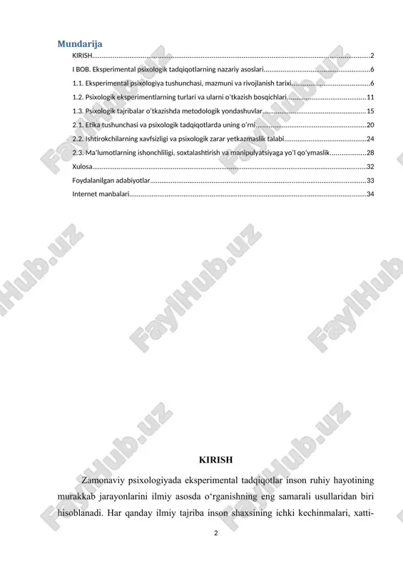 tibga soladi. bugungi kunda o‘zbekiston psixologiya sohasi ham bosqichma-bosqich xalqaro etik tajribalarga yaqinlashmoqda. psixologik tadqiqotlarda ishtirok etuvchi shaxslarning ruhiy holatini himoya qilish, ma’lumotlarni sir saqlash, bolalar va zaif guruhlar bilan ishlashda mas’uliyatni oshirish dolzarb masalaga aylangan. shu nuqtai nazardan, eksperimental psixologik tekshirishlarda etikaviy tamoyillarni o‘rganish, ularning mohiyati va amaliy qo‘llanilishini tahlil etish ilmiy hamda amaliy jihatdan muhim ahamiyatga ega. [0: yo‘ldoshev, m. psixologik tadqiqot metodlari. – toshkent yangi asr avlodi, 2020.] mavzuning dolzarbligi bugungi globallashuv va axborot asrida inson ruhiy dunyosini chuqur o‘rganishga bo‘lgan ehtiyoj keskin ortib bormoqda. psixologik tadqiqotlar, ayniqsa eksperimental yo‘nalishdagi izlanishlar, insonning bilish, emotsional, ijtimoiy va xulqiy xususiyatlarini aniq o‘lchashga imkon beradi. shu bilan birga, bunday tajribalar inson shaxsiga bevosita ta’sir ko‘rsatgani sababli, ularni o‘tkazishda qat’iy etik tamoyillarga amal qilish bugungi kunda muhim ijtimoiy va ilmiy talabga aylangan. dunyo miqyosida psixologik eksperimentlar bilan bog‘liq bir qator bahsli holatlar va etik buzilishlar — masalan, ishtirokchilarning roziligisiz tadqiqot o‘tkazish, …