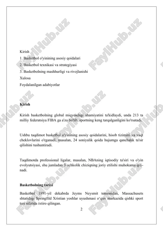 kabi 3 xil asosiy usullar mavjud, masofani hisobga olgan holda. dribling, to‘pni nazorat qilish uchun muhim, barmoq uchlari bilan to‘pni tepaga va pastga itarishni o‘z ichiga oladi va harakatda yoki statsionar holatda 2 xil uslubda amalga oshiriladi. savatchaga tashlash texnikasi (brosok) muhim, bunda 2 ochkolik tashlash, 3 ochkolik tashlash va jarima tashlashlar mavjud, ularning har biri turli masofadan va 3 xil nuqtadan amalga oshiriladi. hujum taktikalari tezkor hujum – bu himoyachilar tartibga kelishidan oldin to‘pni tezda oldinga olib chiqish, 2 yoki 3 o‘yinchidan iborat dinamik hujumlar bilan raqibni hayratda qoldirish. pozitsion hujum taktikasi 5 o‘yinchi orasida to‘pni maydon bo‘ylab harakatlantirib, himoyada zaif joylarni izlash va 1 ga 1 vaziyatlarda ustunlik yaratishga qaratilgan. «pick-and-roll» – bu ikki o‘yinchi o‘rtasidagi kombinatsiya bo‘lib, markaziy o‘yinchi himoyachiga to‘siq qo‘yadi, shundan so‘ng to‘p bilan o‘ynayotgan o‘yinchi yo‘lini davom ettiradi. himoya taktikalari shaxsiy himoyada har bir himoyachi o'zining raqibini, to'p bilan yoki to'psiz bo'lishidan qat'i nazar, …