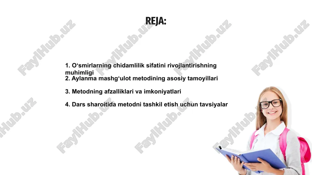 un tavsiyalar aylanma mashgʻulot metodining afzalliklari orasida oʻsmirlarning chidamliligini rivojlantirish va ularning jismoniy qobiliyatlarini oshirish imkoniyati bor. dars sharoitida metodni tashkil qilish uchun aniq reja va jadval tuzish, muhitni qulay qilish va yoshlarning ishtirokini faol oshirish muhimdir. 01 tavsiya etiladi, motivate qilish, shaxsiy yondashuv va jamoaviy ruhni kuchaytirish uchun qoʻllab-quvvatlash hamda nazoratni kengaytirish muhim ahamiyatga ega. amaliy mashgʻulotlar uchun tayyorlov bosqichlari aylanma mashgʻulot metodining afzalliklari sportchilarning chidamlilik sifatini rivojlantirishda muhim hisoblanadi, bu ularning umumiy jismoniy salohiyatini oshiradi. dars sharoitida uni tashkil qilish uchun turli usullar, tayyorlov bosqichlari va resurslar aniqlanib, tashkilotchilik va samaradorlik ta’minlanishi kerak. amaliy mashgʻulotlarga tayyorlov, metodik reja va baholash mezonlarini ishlab chiqish bilan sportchilarning motivatsiyasi va chidamliligi yuqorilaydi. metodning natijalarini baholash usullari aylanma mashgʻulot metodini qoʻllash oʻsmirlarning chidamliligini rivojlantirishda samarali usuldir, bu ularning jismoniy va vijdoniy kuchini oshiradi. dars sharoitida bu metodni tashkil etish motivatsiya va muvozanatni taʼminlaydi, oʻquvchilarning faol ishtiroki va kuchli jamoaviy hamkorlikni ragʻbatlantiradi. metodning …