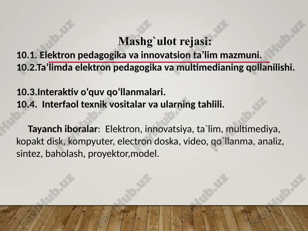 i tushunib chiqish. oddiydan murakkabga va murakkabdan oddiyga yo‘nalishida tahlil qila olish (qismlar orasidagi munosabatlarni aniqlash,. sintez – yangi narsani (bilimni, predmetni, mashinani) uning bir qancha qismlaridan (bo‘laklaridan) va ularning hossalaridan foydalangan holda tashkil qilish (tuzish, konstruksiya yig‘ish, kombinasiyalash, yangi fikr yaratish, yangi farazlarni taklif qilish), ularni sinashni amalga oshirish va natijalar asosida yangi yechimlarni mavjudlariga raqobatchi (konkurent) sifatida ishlab chiqish. baholash – erishilgan natijani aniqlash, qaror qabul qilish yoki yechim topish (baholash jarayonini amalga oshirish, hal qilish, sabab va oqibat zanjiridagi aloqalarini aniqlash, toifalarga bo‘lish va ularni aniqlash). . zamonaviy ta’lim tizimi hozirgi davrning barcha o‘ta jiddiy talablariga javob bera olmasligi juda ko‘pchilik olimlar va mutaxassislar tomonidan tan olinayapti. ushbu holatni tubdan o‘zgartirishning asosiy yo‘llaridan biri – ta’lim tizimiga zamonaviy texnologik rivojlanishning eng yangi usullari va dasturiy-texnik vositalarini keng miqyosda jalb qilishdir. bunday vositalardan biri – insonlarning ishlab chiqarish va boshqa kundalik yumushlardan ajralmagan holda to‘laqonli ta’lim olishga imkon …