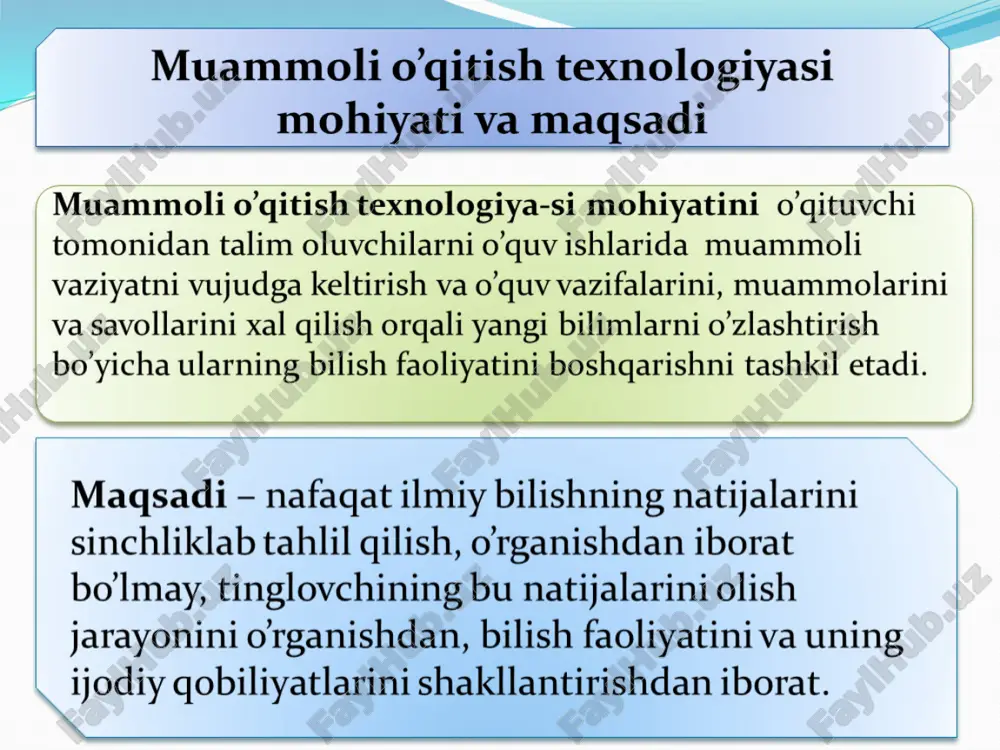 ichga ajratish mumkin: isbotlash - bu muammoning ilgari to'g'ri deb tan olingan sabablar bilan bog'liqliklarini topish asosida amalga oshiriladi. tekshirish - buni tanlangan sababning oqibatida hal etilayotgan muammo hosil bo'lishi to'g'riligini asoslash bilan amalga oshiriladi. tushuntirish - bu muammoning yechimi nima uchun to'g'riligini tasdiqlovchi sabablarni aniqlash asosida amalga oshiriladi. intellekt ko`pligi nazariyasining qisqacha bayoni quyidagicha: verbal-lingvistik intellekt-so'z xotirasi, so'z boyligi yaxshi, o'qishni yaxshi ko'radi,so'z bilan ijod qilishni yoqtiradi. bular shoir, yozuvchi, notiqlar. mantiqiy-matematik intellekt-hisoblash va sonlar bilan ishlashni, mantiqiy masalalar,boshqotirmalarni echishni, shaxmat o'ynashni yaxshi ko'radi, tengqurlariga nisbatanko proq abstrakt darajada fikrlaydi, sabab-oqibat bog liqliklarini tushunadi. bular matematik, fizik va boshqalar. vizual-fazoviy intellekt-ko'rish obrazlari bilan fikrlaydi, karta, sxema, diagrammalarnitekstga nisbatan oson o'qiydi, xayolga berilish, rasm chizish, modellarkonstrukstiyalashni yaxshi ko'radi. bular rassom, haykaltarosh, me'mor, ixtirochi,shaxmatchilar. motor-harakatli intellekt-yuqori sport natijasiga erishadi, boshqalarning harakatlari,mimikasi, odatlarini yaxshi takrorlaydi, hamma narsaga qo'l tekkizish, buyumlarniqismlarga ajratish va yig'ish, yugurish, sakrash, kurash tushishni yaxshi ko'radi.hunarlarga qobiliyatli. bular raqqos, …
