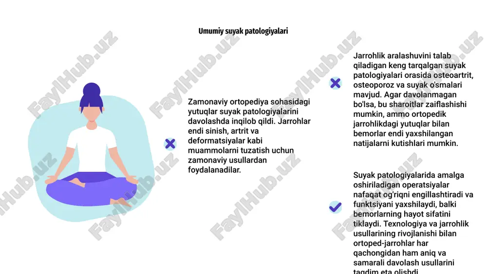 ar suyak patologiyalarini davolashda inqilob qildi. zamonaviy jarrohlik texnikasi yordamida ortoped-jarrohlar endi murakkab operatsiyalarni aniq va samarali bajarishlari mumkin. ortopediyada jarrohlik usullari bemorning natijalarini sezilarli darajada yaxshiladi, suyak operatsiyalari bilan bog'liq xavf va asoratlarni kamaytiradi. ushbu yutuqlar tezroq tiklanish vaqtini va uzoq muddatli natijalarni yaxshilash imkonini beradi. minimal invaziv muolajalardan tortib robot yordamidagi operatsiyalargacha ortopediya sohasi chegaralarni kengaytirishda va innovatsiyalar kiritishda davom etmoqda. bemorlar endi shaxsiylashtirilgan davolash rejalari va o'ziga xos suyak kasalliklari uchun moslashtirilgan jarrohlik yondashuvlaridan foydalanishlari mumkin. minimal invaziv ortopedik muolajalar zamonaviy ortopediya, ayniqsa, suyak patologiyalari uchun minimal invaziv muolajalarda katta yutuqlarga erishdi. jarrohlar endi kichikroq kesmalar bilan operatsiyalarni amalga oshiradilar, bu esa tezroq tiklanish vaqtlariga olib keladi. minimal invaziv ortopedik muolajalar atrofdagi to'qimalarning shikastlanishini kamaytirish va asoratlar xavfini kamaytirish orqali sohada inqilob qildi. ushbu usullar bemorlarga kamroq og'riqli va tezroq tiklanish jarayonini taklif qiladi. ushbu muolajalarni o'tkazadigan bemorlar an'anaviy operatsiyalarga qaraganda qisqaroq kasalxonada qolishlarini va chandiqlarni kamaytirishni …