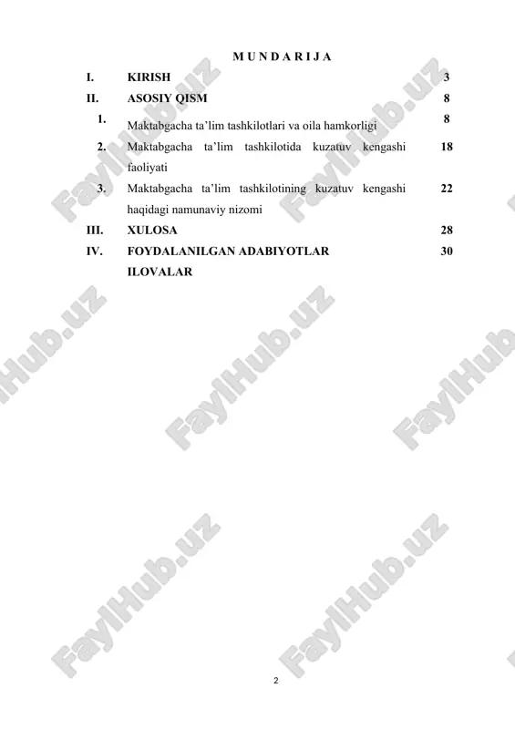 kan, oila bilan hamkorlik masalalari, ayniqsa bola tarbiyasida otalar o‘rni muhimligiga alohida e’tibor qaratish lozim. ta’lim sohasida, jumladan uning birinchi pog‘onasi sanalmish maktabgacha ta’lim sohasida ham katta o‘zgarishlar yuzaga keldi. mamlakatda ta’lim muassasalari faoliyatini me’yorlantiruvchi “ta’lim to‘g’risidagi qonun”, “maktabgacha ta’lim va tarbiya to’g’risidagi qonun”, “maktabgacha ta'limni 2030 yilgacha rivojlantirish konsepsiyasi” qabul qilindi. “ta’lim to‘g‘risidagi qonun”ning 30-moddasi orqali farzandlar tarbiyasi va ularning ta’lim olishlari, qonuniy huquqlari va manfaatlari himoyasi borasida ota-onalarning o‘rni va javobgarligi oshirildi. maktabgacha yoshdagi bolaning maktab ta’limiga o‘tishi, uning hayoti, axloqi, qiziqishi va munosabatlarida jiddiy tub o‘zgarishlarni yuzaga chiqardi. shuning uchun maktabgacha yoshdagi bolani maktabgacha ta’lim tashkiloti yoki oilada maktab ta’limiga tayyorlash, unga qiyin bo‘lmagan bilim, tushuncha, ko‘nikma va malakalar bilan tanishtirish kerak bo‘ladi. bolaga oilada yaxshi tarbiya berish, bola hayotining dastlabki davrlaridan boshlaboq ota-ona oldida turgan asosiy maqsad va vazifa, ya’ni ota-ona uchun ham qarz ham farzdir. o‘zbekiston respublikasi prezidentining 2018-yil, 30-sentyabrdagi pq-3955-son “maktabgacha ta’lim tizimini boshqarishni …