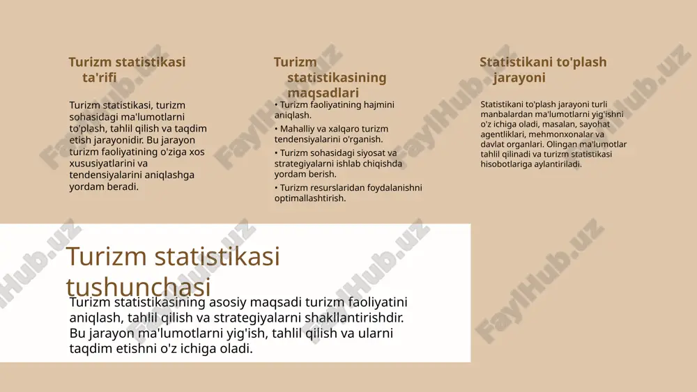 shkil etishi mumkin. turlarning ahamiyati turizm statistikasi mamlakatlarning iqtisodiy o'sishi uchun muhimdir. u sayyohlik sohasidagi tendensiyalarni tushunishga yordam beradi va turizm strategiyalarini ishlab chiqishni osonlashtiradi. qo'llanilishi bu statistikalar sayohatlarni rejalashtirishda, marketing strategiyalarini aniqlashda va sayyohlik infratuzilmasini rivojlantirishda qo'llaniladi. ayniqsa, fransiya kabi sayyohlikka boy mamlakatlar uchun bu ma'lumotlar juda muhimdir. turizm statistikasi turlari fransiya turizm statistikasi tizimi, sayohatlarni ro'yxatga olish, sayohat xarajatlari, sayohatlar oqimi va davlatga keltirilgan pul statistikalarini o'z ichiga oladi. ushbu statistikalar mamlakat iqtisodiyotiga ta'sir ko'rsatadi va turizm sohasida strategik qarorlar qabul qilishda yordam beradi. fransiya turizm statistikasi fransiyada turizm statistikasi qanday yuritiladi? fransiyada turizm statistikasi turli manbalardan olingan ma'lumotlar asosida yuritiladi. bu statistikalar turizm faoliyatini, sayyohlar sonini va ularning xarajatlarini o'z ichiga oladi. davlat va xususiy sektorlar birgalikda ushbu ma'lumotlarni to'playdilar va tahlil qiladilar. o'ziga xos xususiyatlari - har yili 80 milliondan ortiq sayyohni qabul qiladi. - turizm fransiyning iqtisodiyotining 7%ini tashkil qiladi. - parij, luvr, va versal …