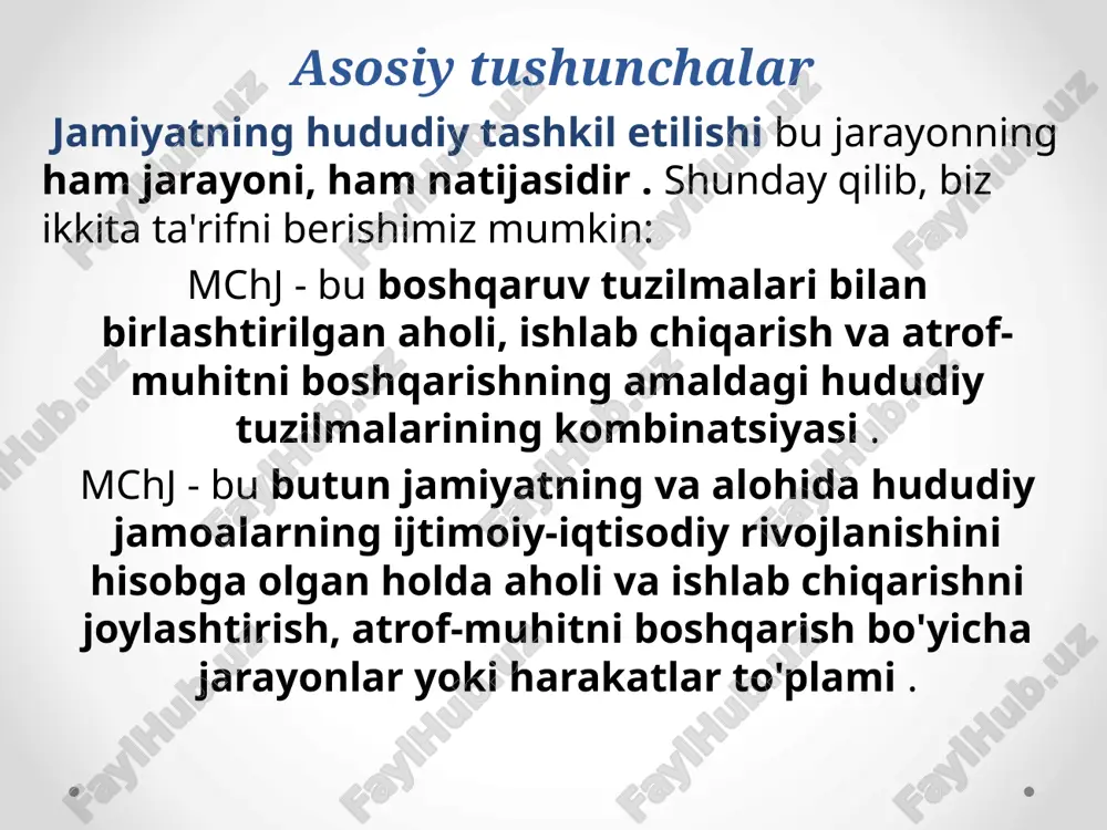 zasining qaysidir qismini tavsiflovchi majmuadan iborat. 2) iqtisodiy yoki ishlab chiqarish-funktsional (mavjud faoliyat turlarining o'ziga xosligi) mintaqa - ishlab chiqarishning aniq belgilangan ixtisoslashuvi va ma'lum bir iqtisodiy yaxlitlikka ega bo'lgan hudud. 3) ijtimoiy (muloqot, xulq-atvor normalari) mintaqa o'ziga xos mentaliteti, an'analari, tafakkuri va dunyoqarashiga ega bo'lgan o'ziga xos dunyo. 4) fazoviy (ob'ektlar va jarayonlarning to'liqligi) mintaqa - bu jismoniy muhit, ijtimoiy-iqtisodiy , siyosiy va madaniy muhit, millat, shahar va boshqalar kabi birliklardan farq qiladigan fazoviy tuzilmani o'z ichiga olgan ixcham hududiy birlashma. xususiyatlari orqali hududni aniqlash mintaqa - o'ziga xos xususiyatlarga ega atama: umumiy belgilangan hudud muayyan aholi umumiy tarix umumiy tabiiy sharoitlar hal etilayotgan muammolarning umumiyligi ( k. remhald ). mintaqaning asosiy xususiyatlari : yuqori o'lcham; mahalliy maqsadlarga ega bo'lgan har xil turdagi o'zaro bog'langan ko'plab quyi tizimlar ; ko'p zanjirli boshqaruv; ierarxik tuzilish ; elementlarning yuqori dinamizmi bilan muvofiqlashtiruvchi ta'sirlarning sezilarli kechikishi . ijtimoiy-iqtisodiy tizim sifatida mintaqa beshta …