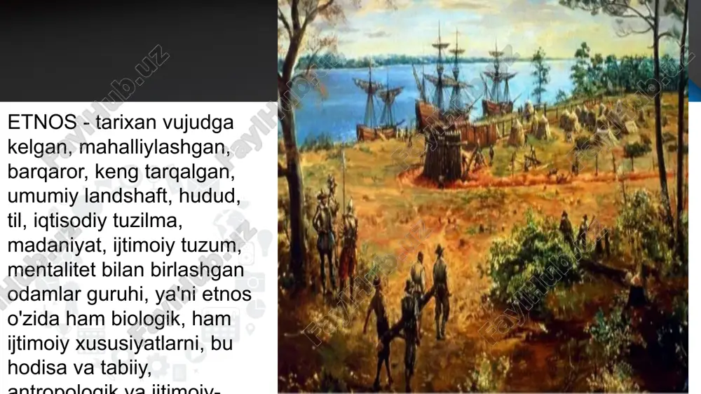 nchasini odamlar guruhlarini birlashtiruvchi biologik belgilarga ta’riflashga qaratilgan. shunday qilib, insonning ma'lum bir etnik guruhga mansubligi unga jins va boshqa biologik xususiyatlar kabi beriladi. konstruktivizm ta'rifi etnologlar o'rtasida bahs va kelishmovchiliklar predmeti bo'lgan "etnos" tushunchasi konstruktivizm nuqtai nazaridan sun'iy shakllanish sifatida ta'riflanadi va insonning maqsadli faoliyati natijasi sifatida qaraladi. boshqacha qilib aytganda, bu nazariya etnik kelib chiqishi o'zgaruvchan ekanligini va jins va millat kabi ob'ektiv berilgan narsalar doirasiga kirmasligini da'vo qiladi. bir etnik guruh boshqasidan xususiyatlari bilan ajralib turadi, bu nazariya doirasida etnik belgilar deb ataladi. ular boshqa asosda yaratilgan, masalan, din, til, tashqi ko'rinish (uning o'zgartirilishi mumkin bo'lgan qismida). 3 "etnos" so'zi yunoncha ildizlarga ega. ushbu tilning qadimiy versiyasidan bu atama "odamlar" deb tarjima qilingan, bu ajablanarli emas. o'zining uzoq tarixiga qaramay, bu so'z ilmiy foydalanishda nisbatan yaqinda - 1923 yilda olim s.m. tomonidan kiritilganidan keyin paydo bo'ldi. shirokogorov. markaziy osiyo madaniyati g‘arb va sharqning buyuk madaniyat elementlarini bir …