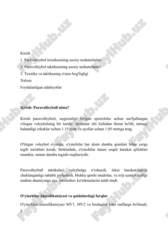 onini beradi. blok qo'yishda asosiy harakatlanish texnikasi pozitsiyani aniq belgilash va 0.5 soniyada sakrashga tayyor bo'lishni talab etadi, bu esa to'pni to'sish samaradorligini oshiradi. to'p uzatish texnikasi (pas) to'p uzatishda barmoqlarning shakli gumbazsimon bo'lib, to'pga tegish maydoni 4-6 ta barmoq yostiqchalarida bo'lishi kerak, bu to'pni nazorat qilishni oshiradi. qabul qiluvchining tirsaklari 90-100 gradus burchak ostida egilgan holda bo'lishi lozim va to'pni peshonaning tepasida, taxminan 10-15 sm yuqorida qabul qilish afzaldir. o'yinchining oyoqlari yelka kengligida joylashib, tizzalari biroz bukilib, gavda og'irligi oldinga yo'naltirilgan bo'lishi, bu esa harakatlanish va muvozanatni saqlashga yordam beradi. to'p oshirish texnikasi (set) to'p oshirish texnikasi (set) da barmoqlar to'pga tegayotganda, uchburchak shaklini hosil qilishi kerak, bu to'pni aniq yo'naltirish uchun muhim 90 daraja burchakni ta'minlaydi. o'yinchining tirsaklari 100-120 gradus atrofida bukilgan bo'lishi kerak, bu to'pni yuqoriga ko'tarishda optimal quvvat va nazoratni ta'minlaydi, to'pni aniq belgilangan joyga yo'naltirish uchun. to'pni qo'llar bilan kutib olishda, tana vazni oyoqlardan yuqoriga …
