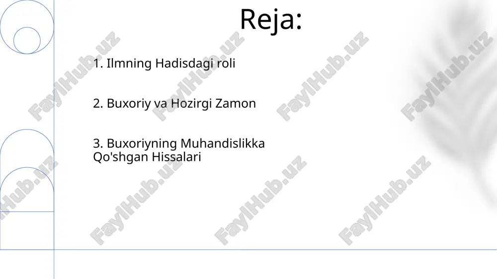 ishonchliligiga kafolat berdi va ular islom bilimlarining asosiy toshini tashkil qiladi. 5. qat'iy metodologiya buxoriyning "sahih al-buxoriy" asari hadislarning eng ishonchli kitoblaridan biri hisoblanadi. imom buxori, mashhur hadis olimi edi, muhandis emas. u payg'ambar muhammadning so'z va amallarini to'plash va tasdiqlashga umrini bag'ishladi. 6. ilm izlash safari sahih buxoriy to'plami qur'ondan keyin eng ishonchli hisoblangan mashhur hadislar to'plami. sahih buxoriy to'plami islom huquqi va ilohiyoti poydevori hisoblanadi. imom buxori mashhur musulmon olimi va hadis to'plovchisi bo'lib, hadislarni tekshirishdagi diqqat-e'tibori bilan tanilgan. 7. sahih buxoriy to'plami imom buxoriy 810-yilda o'zbekistonning buxoro shahrida tug'ilgan. u uzoq xotirasi va bilim olishga bo'lgan sadoqati bilan mashhur edi. u islom dunyosi bo'ylab keng sayohat qilib, hadislarni to'pladi va tasdiqladi. 8. bolalik va ta'lim bilimlarni saqlashga bo'lgan sadoqati va hadislarni to'plashdagi ehtiyotkorligi zamonaviy muhandislar uchun qimmatli saboqlardir. muhim muhandislik uchun bukhariyning asarlarida namoyon bo'lganidek, muloqotda aniqlik va ravshanlikning ahamiyati muhimdir. imom buxoriyning hayoti qat'iy tadqiqot va …