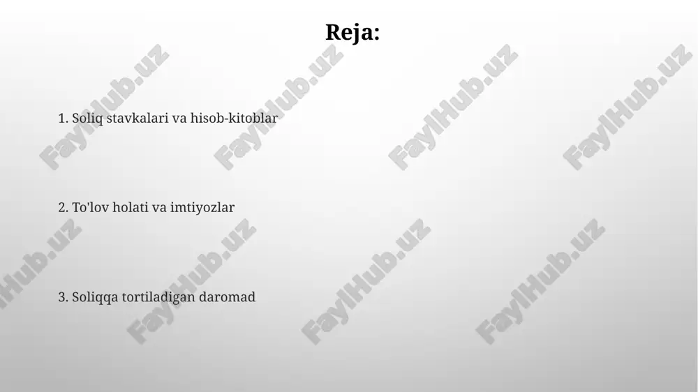 siz har qanday chegirmalar yoki kreditlar olishdan oldin to'lagan soliqlarning umumiy miqdori. ekologik soliqlar ekologik soliqlarning maqsadi atrof-muhit xarajatlarini ichkilashtirish va ekologik jihatdan toza xulq-atvorni rag'batlantirishdir. atrof-muhitga zarar yetkazuvchi faoliyatlar, masalan, ifloslanish yoki resurslarni kamaytirish uchun atrof-muhit soliqlari qo'llaniladi. sovg'a solig'i sovg'a soliqlari beruvchi uchun chegirib tashlanmaydi. sovg'a solig'ini beruvchi to'laydi, oluvchi emas. daromad solig'i daromad solig'i shaxslar va korxonalarga ularning daromadlariga qarab solinadi. bu soliqlar ko'pincha past daromadlilarga nisbatan ko'proq ta'sir qilgani uchun "regressiv" deb hisoblanadi. mol-mulk solig'i mol-mulk solig'i odatda yiliga to'lanadi. ko'chmas mulk solig'i ko'chmas mulk egasiga solinadi. hashamat soliqlari hashamat solig'i qimmatbaho tovarlar va xizmatlarga solinadi. bu soliqlar odatda chegirib tashlanmaydi, ya'ni ular soliqqa tortiladigan daromadni kamaytirish uchun xarajat sifatida da'vo qilinishi mumkin emas. aksiz solig'i ular federal daromad solig'i maqsadlari uchun chegirib tashlanmaydi. aksiz soliqlari spirtli ichimliklar, tamaki va benzin kabi muayyan tovarlarga solinadi. chegirmalarsiz to'langan soliqlarni tushunish. chegirmalarsiz to'langan soliqlar har qanday chegirmalar qo'llanilmasdan …
