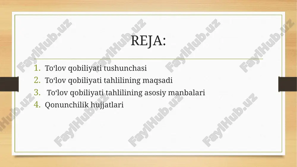 adliya vazirligi tomonidan 2005-yil 14-aprelda roʻyxatdan oʻtkazildi, roʻyxat raqami 1469] nizom ushbu nizom oʻzbekiston respublikasi “bankrotlik toʻgʻrisida”gi qonuniga (oʻzbekiston respublikasi qonun hujjatlari toʻplami, 2003-y., 11-son, 81-modda) muvofiq ishlab chiqilgan va iqtisodiy nochor korxonalarga nisbatan sudgacha sanatsiya yoki bankrotlik taomilini qoʻllash takliflarini ishlab chiqish maqsadida, mulkida davlat ulushi mavjud boʻlgan hamda yirik korxonalarning moliyaviy holatini tashhis qilish orqali iqtisodiy tavakkalchilik va iqtisodiy nochorlik alomatlarini aniqlash uchun korxonalarning moliyaviy-iqtisodiy ahvolini monitoring va tahlil qilish mezonlarini belgilaydi. i. mezonlar tizimi 1. korxonalar iqtisodiy ahvoliga koʻra quyidagi guruhlarga ajratiladi: a) iqtisodiy qodir; b) iqtisodiy tavakkalchilik; v) iqtisodiy nochor: toʻlov qobiliyatini tiklash imkoniyatiga ega; toʻlov qobiliyatini tiklash imkoniyatiga ega emas. 2. oʻzbekiston respublikasi xususiylashtirilgan korxonalarga koʻmaklashish va raqobatni rivojlantirish qoʻmitasi (bundan keyin — qoʻmita) yoki uning hududiy organlari ustav fondida davlat ulushi boʻlgan, iqtisodiy tavakkalchilik guruhida turgan korxonalarning moliyaviy-xoʻjalik faoliyatini normallashtirish boʻyicha kompleks chora-tadbirlarni ishlab chiqish va amalga oshirish yuzasidan koʻrsatmalar beradi. qoʻmita yoki uning …