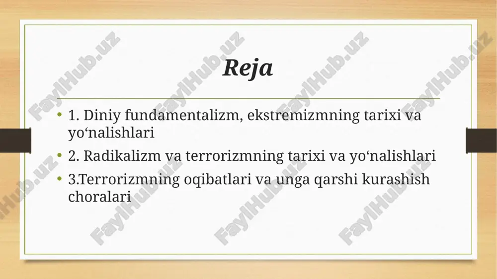 harakatning maqsadi zamonaviy fan va erkin tafakkur ta’sirida “asl din” buzilib ketmasin, degan fikrni himoya qilishdan iborat bo‘lgan. xx asr o‘rtalarida kengayishi (1940–1970-yillar) xx asrning o‘rtalarida diniy fundamentalizm faqat nasroniylikda emas, balki boshqa dinlarda ham kengaya boshladi. 1940–1970-yillar oralig‘ida islom, yahudiylik, hinduizm va buddizm doiralarida ham fundamentalistik harakatlar paydo bo‘ldi. ayniqsa, islom fundamentalizmi misr, pokiston va eron kabi mamlakatlarda faol tus oldi. 1928-yilda hasan al-banno tomonidan tashkil etilgan “musulmon birodarlar” harakati siyosiy islom g‘oyalarini yoyishda katta rol o‘ynadi. shu davrdan boshlab din siyosiy kurash vositasiga aylana boshladi. siyosiy(xx-asr) va global(xxi-asr) rivojlanishi 1970–1990-yillarda esa diniy fundamentalizm siyosiy tus oldi. 1979-yilda sodir bo‘lgan eron islom inqilobi natijasida fundamentalistik g‘oyalarga asoslangan davlat tuzildi. afg‘onistonda sovet ittifoqiga qarshi “mujahedlar” harakati diniy ruhda olib borildi. saudiya arabistoni va boshqa ayrim musulmon mamlakatlarida vahhobiylik oqimi kuchaydi. bu davrda diniy shiorlar ostida siyosiy hokimiyat uchun kurashlar avj oldi. xxi asrga kelib diniy fundamentalizm global tus oldi. internet …