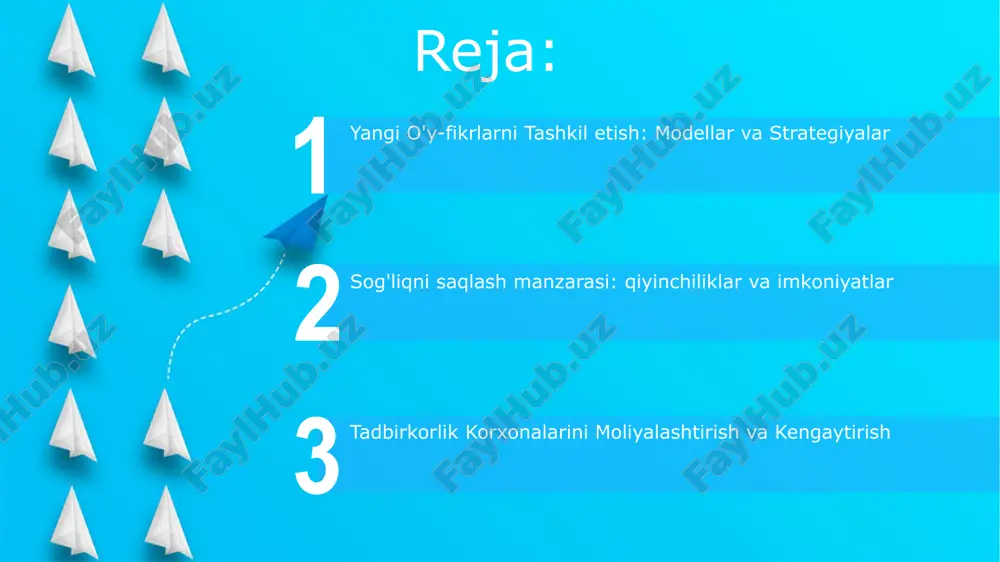 salohiyatga ega bo'lgan tez rivojlanayotgan tarmoq. tadbirkorlik faoliyatini tashkil etish: inkubatorlar, akseleratorlar va moliyalashtirish dasturlari kabi tashabbuslar orqali sog'liqni saqlash sohasida innovatsiyalar va yangi biznes modellari rivojlanishini rag'batlantiradi. sog'liqni saqlash sohasidagi yangi boshlanuvchilar uchun marketing va sotuv strategiyasi sog'liqni saqlash xodimlari bilan mustahkam munosabatlarni o'rnating va tavsiya tarmoqlaridan foydalaning. maqsadli bozor segmentlarini aniqlang va samarali qamrov uchun raqamli kanallarni qo'llang. sog'liqni saqlash sohasidagi qonunchilikka muvofiqlik sog'liqni saqlashda tartibga solishga muvofiqlik: hukumat qoidalari va sanoat standartlariga rioya qilish orqali bemor xavfsizligini va axloqiy amaliyotlarni ta'minlash. sog'liqni saqlashga muvofiqlik: bemorlarning maxfiyligini himoya qilish, ma'lumotlar xavfsizligini ta'minlash va qonun hujjatlariga muvofiqlik orqali axloqiy amallarni rag'batlantirish. texnologiya'ni sog'liqni saqlashda qo'llash texnologiya yordamida bemorlarga yaxshiroq xizmat ko'rsatish va ma'muriy samaradorlikni oshirish. yangi biznes modellari va sog'liqni saqlash tizimlarini yaratish. sog'liqni saqlash korxonaingizni moliyalashtirish tadbirkorlikdagi qiyinchiliklar: yuqori tartibga solish to'siqlari, murakkab to'lov tizimlari, sekin qabul qilish tezligi. tashkilotchilik faoliyati: jamoa qurish, qonunchilikka muvofiqlik, bozor tadqiqoti, biznes …