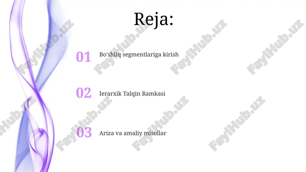 segmentning katta butunga qanday hissa qo'shishini tushunishga yordam beradi. bo'shliq segmentlari ierarxik tarzda, kichik segmentlar kattaroq segmentlar ichida joylashgan holda talqin qilinishi mumkin. bu ierarxik talqin segmentlar va ularning ma'nolari o'rtasidagi munosabatlarni chuqurroq tushunish imkonini beradi. leksik daraja leksik daraja: jumla ichidagi alohida so'zlar va ularning ma'nolariga e'tibor qaratadi. ierarxik talqin: gap tuzilishini tahlil qiladi, uni tarkibiy iboralar va bandlarga ajratadi. gap segmentlar: gap segmentlar, jumlada bir so'z yoki iboraning tushunilgan, lekin aniq aytilmagan qismlaridir. ierarxik talqinni tushunish bo'shlik segmentlarining ierarxik talqini matndagi bo'shliqlarni yoki yo'qolgan ma'lumotlarni tahlil qilish, ularni atrof-muhit konteksti va uning ierarxik tuzilishi asosida talqin qilishni o'z ichiga oladi. ierarxik talqin matndagi alohida elementlar o'rtasidagi munosabatlar asosida ma'nolarni shakllantirish jarayonidir. bu yondashuv murakkab matnlarni tushunishda foydali, bu erda ma'no ochiq-oydin aytilmagan, balki turli elementlar o'rtasidagi munosabatlar orqali anglashilgan. qiyinchiliklar va cheklovlar jarayon, ayniqsa katta ma'lumotlar to'plamlari bilan ishlashda, hisoblash jihatidan qimmat bo'lishi mumkin. ierarxik talqin segmentlar o'rtasida …