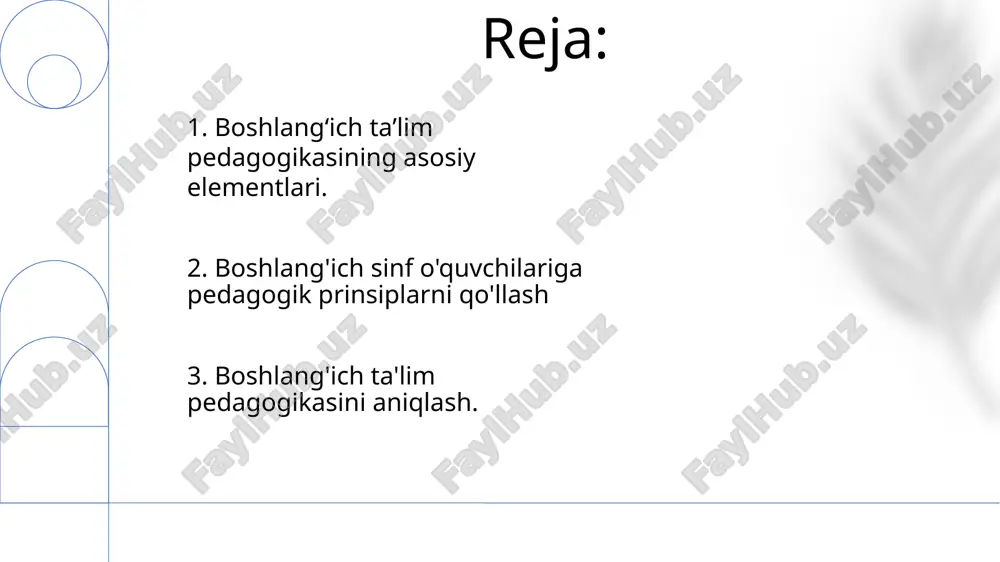 ng ahamiyati boshlang'ich pedagogika bolaning rivojlanishiga, o'yin orqali o'rganishga va o'rganishga bo'lgan muhabbatni rivojlantirishga yo'naltirilgan. o'qituvchilarning professional rivojlanishi ko'nikmalarni oshiradi, bilimlarni yangilaydi va o'qitish amaliyotini yaxshilaydi. 7. boshlang'ich ta'lim pedagogikasini ta'riflash o'qish, yozish, hisoblash va ijtimoiy-emotsional rivojlanishda asosiy ko'nikmalarni rivojlantirishga qaratilgan. yosh o'quvchilar (5-11 yosh)ni o'qitish san'ati va fani 8. boshlangʻich taʼlimda oʻyinning roli. boshlang'ich pedagogika o'qish, yozish va matematika kabi asosiy ko'nikmalarni qiziqarli faoliyatlar orqali o'rgatishga qaratilgan. o'yin ijodkorlikni, ijtimoiy ko'nikmalarni va kashfiyot orqali o'rganishni rivojlantiradi. 9. bolalik rivojlanishi va dastlabki yillarda ta'lim darslik mazmuni o'qish, yozish, hisoblash va ijtimoiy-emotsional o'rganish kabi asosiy ko'nikmalarni qamrab oladi. boshlang'ich ta'lim pedagogikasi faol o'rganish, o'yinli faoliyat va o'rganishga bo'lgan muhabbatni rivojlantirishga urg'u beradi. 10. ijobiy o'quv muhitini shakllantirish boshlang'ich ta'lim pedagogikasi yosh o'quvchilarning ehtiyojlariga moslashtirilgan rivojlanishga mos keluvchi amaliyotlarga e'tibor qaratadi. samarali pedagogika xavfsiz, qo'llab-quvvatlovchi va rag'batlantiruvchi muhit yaratishni o'z ichiga oladi, bu kashfiyot va o'rganishni rag'batlantiradi. 11.texnologiya integratsiyasi boshlangʻich pedagogikada hamkorlik, …
