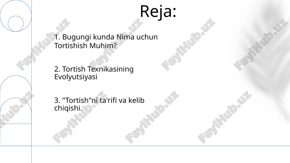 kelgan tarixiy va kontekstual omillarni tahlil qilish." 5. tortishni aniqlash: maqsadi va doirası qarshilikni engib, narsalarni harakatga keltirish zarurati tortishni keltirib chiqaradi. tortish narsalarni nazorat ostida boshqarish uchun zarur bo'lgan texnik hisoblanadi. holatlarni o'rganish turli vaziyatlarda tortish samaradorligini ko'rsatadi. 6. tortish boʻyicha holatlar tahlili inson evolyutsiyasida tortishish asosiy kuch bo'lib paydo bo'ldi. tortish narsalarni boshqarish, harakatni boshqarish va qarshilikni engish imkonini beradi. tortish, kundalik ishlarimizdan tortib ilg'or texnologiyalarimizgacha ko'plab faoliyatlar uchun zaruriy kuchdir. 7. tortish: zaruriy kuchmi? jamiyatlarda muammolarni hal qilish, resurslarni safarbar qilish va ijobiy o'zgarishlarni yaratish uchun tortishish zarurat sifatida paydo bo'ldi. tortish shaxslarni kuchlantiradi, jamoalarni mustahkamlaydi va yanada chidamli va rivojlangan jamiyatni yaratadi. jamoalarni birlashtirish mansublik tuyg'usini shakllantiradi, ijtimoiy aloqalarni mustahkamlaydi va jamoaviy harakatlarni kuchaytiradi. 8. jamiyatlarga tortishishning ta'siri tortish istalgan natijalarga erishish, stressni boshqarish va haddan tashqari bosim ostida ruhiy farovonlikni saqlab qolish uchun muhimdir. o'zini tortib olish boshqalardan yordam so'rash, vazifalarni topshirish va ortiqcha yuklanishni …