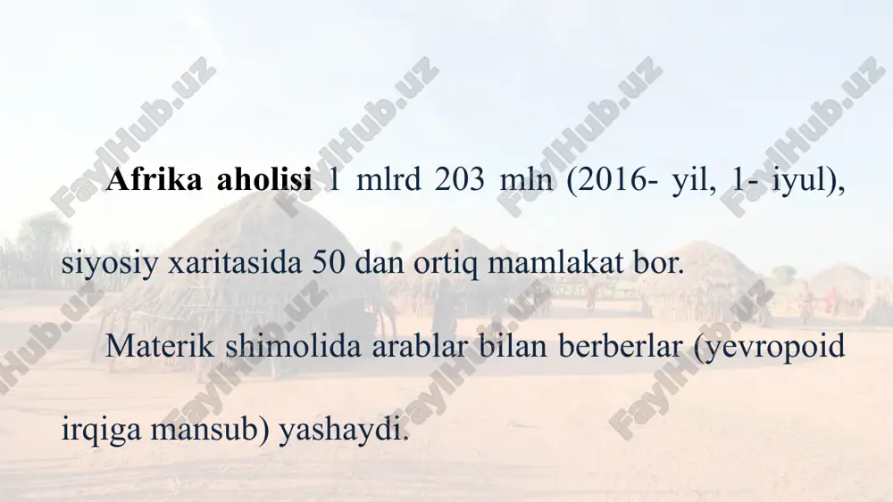 , sayyohlar kirishi mumkin, lekin ular belgilangan qoidalarga amal qilishlari shart. milliy bog‘ va qo‘riqxonalar sharqiy va janubiy afrikada ko‘p. eng yiriklari — serengeti, masai-mara, bvandi, kryugera, chobe, etosha, sentral-kalaxari, rungva va boshqalardir (13- rasm). image2.jpeg image3.jpeg image4.png image5.png image6.jpeg image7.png image8.png image1.jpeg /docprops/thumbnail.jpeg
