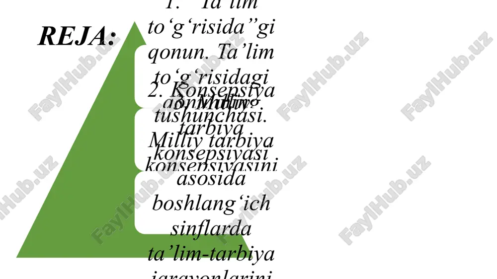 dagi hujjatni tan olish, ta’lim sohasidagi hujjatlarga apostil qoʻyish (57-61 modda) 7-bob. ta’lim-tarbiya jarayoni ishtirokchilarini ijtimoiy himoya qilish(52-56 modda) 11-bob. yakunlovchi qoidalar (70-75 modda) 1-modda. ushbu qonunning maqsadi ushbu qonunning maqsadi ta’lim sohasidagi munosabatlarni tartibga solishdan iborat. 2-modda. ta’lim toʻgʻrisidagi qonunchilik ta’lim toʻgʻrisidagi qonunchilik ushbu qonun va boshqa qonunchilik hujjatlaridan iboratdir. agar oʻzbekiston respublikasining xalqaro shartnomasida oʻzbekiston respublikasining ta’lim toʻgʻrisidagi qonunchiligida nazarda tutilganidan boshqacha qoidalar belgilangan boʻlsa, xalqaro shartnoma qoidalari qoʻllaniladi. 3-modda. asosiy tushunchalar ushbu qonunda quyidagi asosiy tushunchalar qoʻllaniladi:. davlat ta’lim muassasasi - davlat hokimiyati va boshqaruvi organlari tomonidan davlat mulki boʻlgan mol-mulk negizida tashkil etilgan, davlat ta’lim standartlariga va davlat ta’lim talablariga muvofiq ta’lim beradigan muassasa; davlat akkreditatsiyasi - davlat ta’lim muassasalari va tashkilotlari, shuningdek nodavlat ta’lim tashkilotlari (bundan buyon matnda ta’lim tashkilotlari deb yuritiladi) faoliyatining davlat ta’lim standartlari va davlat ta’lim talablariga hamda oʻquv dasturlariga muvofiqligining davlat tomonidan e’tirof etilishi hamda ularning bitiruvchilariga ma’lumot toʻgʻrisidagi hujjatlarni topshirish …
