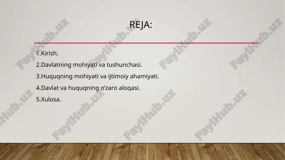 iyosiy rejimlar esa demokratik, avtoritar va totalitar bo‘lishi mumkin. har bir shaklning o‘ziga xos afzalliklari va kamchiliklari mavjud. huquqning mohiyati va ijtimoiy ahamiyati huquq — davlat tomonidan belgilangan majburiy qoidalar tizimi bo‘lib, u ijtimoiy munosabatlarni tartibga soladi. huquqning kelib chiqishiga doir quyidagi nazariyalar mavjud: tabiiy huquq nazariyasi: huquq insonning tabiatidan kelib chiqadi. - pozitivizm nazariyasi: huquq davlat tomonidan belgilangan qoidalar yig‘indisidir. - tarixiy maktab: huquq ijtimoiy hayotning evolyutsiyasi natijasidir. huquqning asosiy manbalari quyidagilardan iborat: konstitutsiya: davlatning asosiy qonuni. qonunlar: davlat tomonidan qabul qilingan normativ hujjatlar. sud qarorlari: sudlar tomonidan qabul qilingan huquqiy aktlar. odatlar va xalqaro huquq me’yorlari. huquq turlari esa fuqarolik huquqi, jinoyat huquqi, mehnat huquqi kabi tarmoqlarga bo‘linadi. huquqning asosiy funksiyalari quyidagilardan iborat: tartibga solish: ijtimoiy munosabatlarni tartibga soladi. himoya: fuqarolarning huquq va manfaatlarini himoya qiladi. nizo va mojaro hal qilish: nizolarni huquqiy asosda hal etadi. tarbiyaviy: fuqarolarning huquqiy ongini shakllantiradi. huquqiy davlat tamoyillari ijtimoiy va siyosiy tizimning …