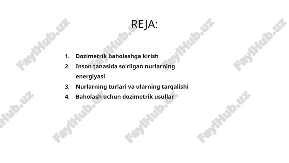 i kiradi, ularning har biri o'ziga xos xususiyatlarga ega bo'lib, ularning kirib borishi va biologik ta'siriga ta'sir qiladi. davolashni samarali rejalashtirish uchun ushbu nurlarning tarqalishini hisobga olish muhimdir. inson tanasida turli xil nurlarning tarqalishini o'rganish orqali sog'liqni saqlash mutaxassislari ma'lum organlar va to'qimalarga etkazilgan nurlanish dozasini baholashlari mumkin. ushbu ma'lumot davolash natijalarini optimallashtirish va radiatsiya ta'sir qilish xavfini kamaytirishga yordam beradi. salavha dozimetrik baholash inson tanasida so'rilgan nurlarning energiyasini o'lchashni o'z ichiga oladi. bu radiatsiya ta'sirining potentsial xavflarini baholash va xavfsizlikni ta'minlash uchun juda muhimdir. 1 har xil turdagi nurlar inson tanasiga turli xil chuqurliklarda kirib, turli xil tarqalish sxemasiga olib keladi. dozimetrik usullar so'rilgan dozani to'g'ri baholashda asosiy rol o'ynaydi. 3 ilg'or dozimetrik vositalar va metodologiyalardan foydalangan holda, sog'liqni saqlash sohasi mutaxassislari inson tanasida turli xil nurlarning tarqalishini samarali tahlil qilishlari mumkin, bu esa davolanishni rejalashtirish va dozani optimallashtirish uchun qimmatli tushunchalarni beradi. 2 turli xil nurlarning inson to'qimalariga …