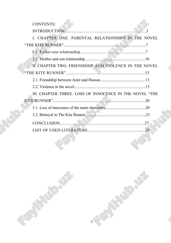 c. the relationships of the main characters with their parents, friends and other characters were analyzed, and the main motives and symbolic meanings associated with the theme of childhood were identified. the results of the study showed that the theme of childhood plays an important role in the novel and helps the reader better understand the fate of the main characters and their life path. it was also revealed that parent-child relationships, friendship, violence and loss of innocence are key aspects of the theme of childhood in the novel the kite runner. in conclusion, the results of the study were summed up and conclusions were drawn about the significance of the theme of childhood in khaled hosseini’s novel “the kite runner”. the work may be useful for students studying literature and interested in the topic of childhood in literature. key words: childhood, parental relationships, friendship, violence, loss of innocence. ushbu …