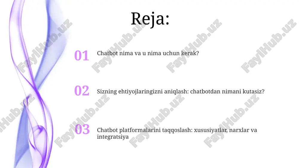ormalari va boshqa biznes vositalaringiz bilan chatbotning 2-o'zaro aloqasi muhim ahamiyatga ega. e'tiboringiz uchun rahmat image1.jpeg image2.jpeg image3.jpeg