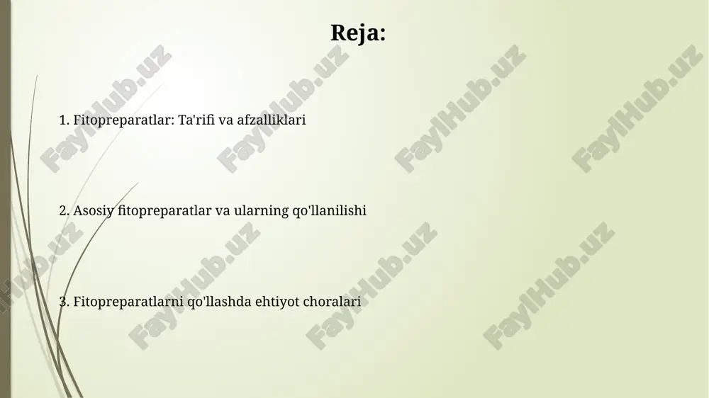 k. homiladorlikning 1-trimestrida fitopreparatlar taqiqlangan, chunki ba'zi o'simliklar abortga olib kelishi mumkin; shuning uchun shifokor maslahati zarur. fitopreparatlarning samaradorligi fitopreparatlarning samaradorligi preparatdagi biologik faol moddalarning konsentratsiyasiga bog'liq, ko'pincha 5-10% ni tashkil etadi, bu esa doza va davolash muddatini aniqlashda muhim ahamiyatga ega. klinik tadqiqotlar fitopreparatlarning samaradorligini baholashda muhim rol o'ynaydi; masalan, ayrim o'simlik ekstraktlari 60-70% hollarda yengil kasallik alomatlarini kamaytiradi. mashhur fitopreparatlar “fitomikst” - bu 12 xil dorivor o'simliklardan tashkil topgan bo'lib, u antioksidant va yallig'lanishga qarshi xususiyatlarga ega va immunitetni mustahkamlashga yordam beradi. “biokaltsin” - tarkibida 200 mg kaltsiy mavjud bo'lgan fitopreparat bo'lib, suyak to'qimasini mustahkamlash va osteoporozning oldini olish uchun ishlatiladi. fitopreparatlarni tayyorlash va ishlatish fitopreparatlarni tayyorlashda 70% spirtli eritma o'simliklardan faol moddalarni ajratib olish uchun ishlatiladi, bu ekstraksiya jarayonini optimallashtiradi va samaradorlikni oshiradi. damlamalar tayyorlashda o'simlik materiallari 1:5 nisbatda erituvchida aralashtiriladi, bu esa o'simlikning foydali xususiyatlarini to'liq o'zlashtirish imkonini beradi. fitopreparatlarni tadqiq qilish va rivojlantirish fitopreparatlarni tadqiq …