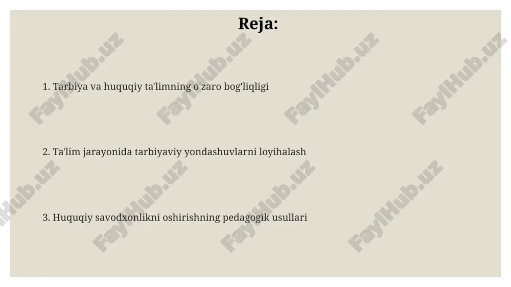 a qadar huquqiy tafakkurni mustahkamlashga qaratilgan. e'tiboringiz uchun rahmat @taqdimot_robot