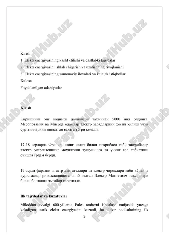 kati vujudga keladi, bu esa elektr zanjirini ta'minlaydi. elektromagnit induksiya kashfiyoti maykl faradey 1831-yilda elektromagnit induksiyani kashf etdi, bu esa magnit maydonining o'zgarishi elektr toki hosil qilishini ko'rsatdi. faradeyning tajribalari transformatorlar va generatorlarning rivojlanishiga olib keldi, 19-asrda elektr energiyasini keng tarqalishiga sabab bo'ldi. elektromagnit induksiya qonuni elektr motorlarining ishlash prinsipini asoslaydi, bu qurilmalar mexanik energiyani ishlab chiqarish uchun ishlatiladi. elektr generatorlarining rivojlanishi faradeyning 1831-yildagi elektromagnit induksiya kashfiyoti generatorlar rivojining fundamental asosi bo'lib, mexanik energiyani elektr energiyasiga aylantirish imkonini berdi. dastlabki generatorlar, masalan, hippolyte pixii tomonidan yaratilgan moslama, qo'lda aylantirilgan va erta elektr tajribalarida ishlatilgan oddiy doimiy magnitlarni qo'llagan. 1870-yillarga kelib, zenobe gramme tomonidan ishlab chiqilgan takomillashtirilgan dinamolar sanoat miqyosida elektr energiyasini ishlab chiqarishga imkon berib, keng tarqalgan sanoat inqilobiga turtki berdi. elektr motorlarining yaratilishi 1821-yilda maykl faradey tomonidan yaratilgan birinchi elektromotor elektromagnit aylanishni namoyish etdi, doimiy magnit atrofida sim aylanadi va 1,5 volt batareya bilan quvvatlanadi. moris jakobi 1834-yilda amalda …