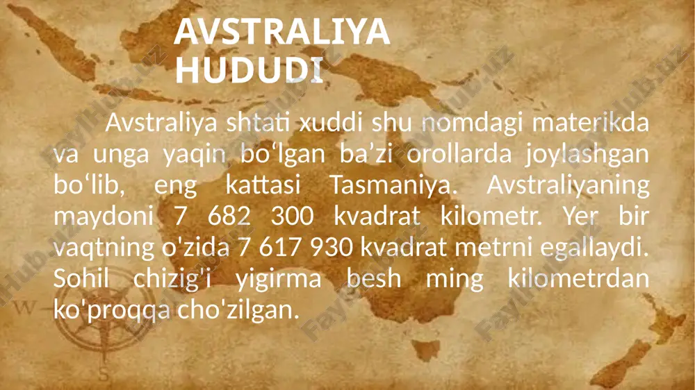 . katolik maktabi tizimi ham juda rivojlangan. bunday ta’lim muassasalarida 6,5 millionga yaqin bola ta’lim olmoqda. anglikan cherkovi yuz mingga yaqin kichik fuqarolarni tarbiyalash bilan shug'ullanadi. birlashgan cherkov tarmog'ida 48 ta maktab mavjud. ob-havo sharoiti avstraliyaning geografik joylashuvi mamlakatning turli qismlarida iqlimda sezilarli farqlarni keltirib chiqaradi. shunday qilib, shimoliy hududlarda subekvatorial iqlim, markaziy va janubiy hududlarda esa ekvatorial iqlim hukmronlik qiladi. yog'ingarchilikning maksimal miqdori yoz davriga to'g'ri keladi. qishda quruq sovuq shamollar esadi, bu esa qurg'oqchilikka olib keladi. sohil tekisliklari va baland yon bag'irlariga kelsak, ular ancha nam va yumshoq iliq iqlimga ega. materikning markaziy va gʻarbiy mintaqalarida iqlim choʻl tropik. materikning markaziy qismida yoz yanada issiqroq - 45°c gacha. shu bilan birga, kechasi harorat nol darajaga tushishi mumkin. mamlakatning bu qismida yog'ingarchilik kam bo'ladi. janubiy-gʻarbiy hududlardagi iqlim oʻrta dengiz ispan va fransuz iqlimiga oʻxshaydi. qoidaga ko'ra, bu erda yoz issiq va quruq, qish esa nam va issiq. harorat yil …