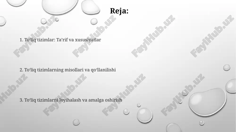 mexanizmlarini, masalan, ma'lumotlarni nusxalash va avtomatik o'tishni hisobga olish muhim. to'liq tizimlarni amalga oshirishda, dastlabki prototipni yaratish va uni 10 ta turli foydalanuvchi guruhi bilan sinovdan o'tkazish orqali iterativ yondashuv tizimning moslashuvchanligini oshiradi. e'tiboringiz uchun rahmat @taqdimot_robot image3.png image1.png image2.png